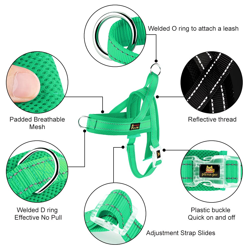 Plutus Pet No Pull Dog Harness With Breathable Mesh Padded, Adjustable Reflective Escape Proof Dog Harness, Quick Fit Dog Vest Harness For Small Medium Large Dogs(M, Green)