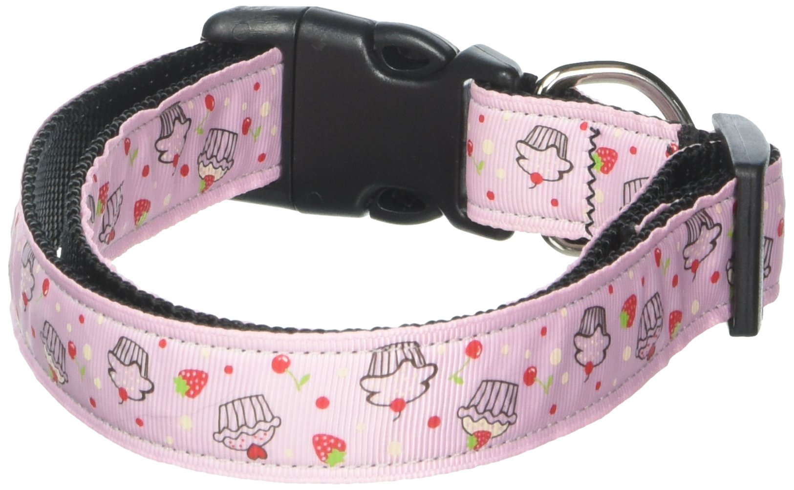 Mirage Pet Products Cupcakes Nylon Ribbon Collar for Pets, Large, Light Pink