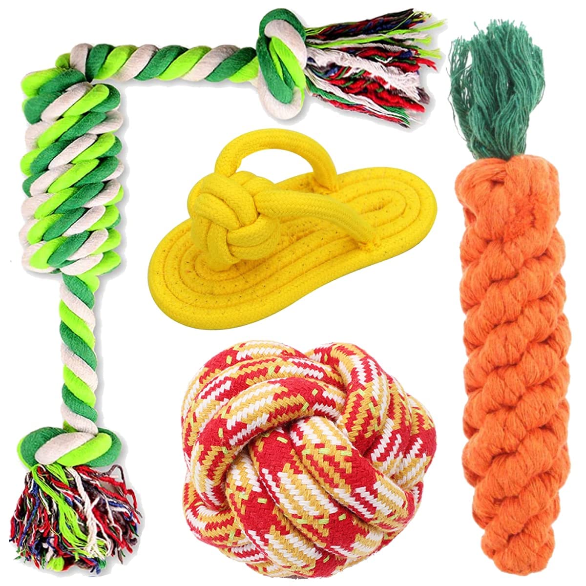KittuPet Toys for Puppies & Small Dogs Toys | Rope Toffy Dog Toy | Rope Ball Toy | Dog Carrot Rope Toy | Chew Rope Sleeper Toys 