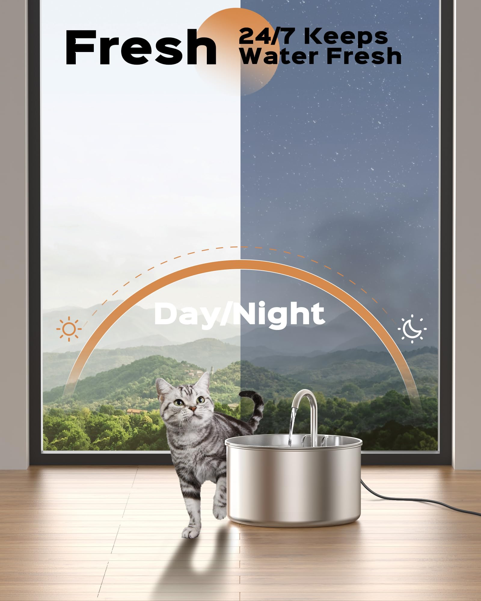 Cat Water Fountain Stainless Steel: Pet Water Fountains Indoor Metal Automatic Cat/Dog Waterer Bowls Faucet Bottle Watering Pets 24/7 Running Water Dispenser For Drinking