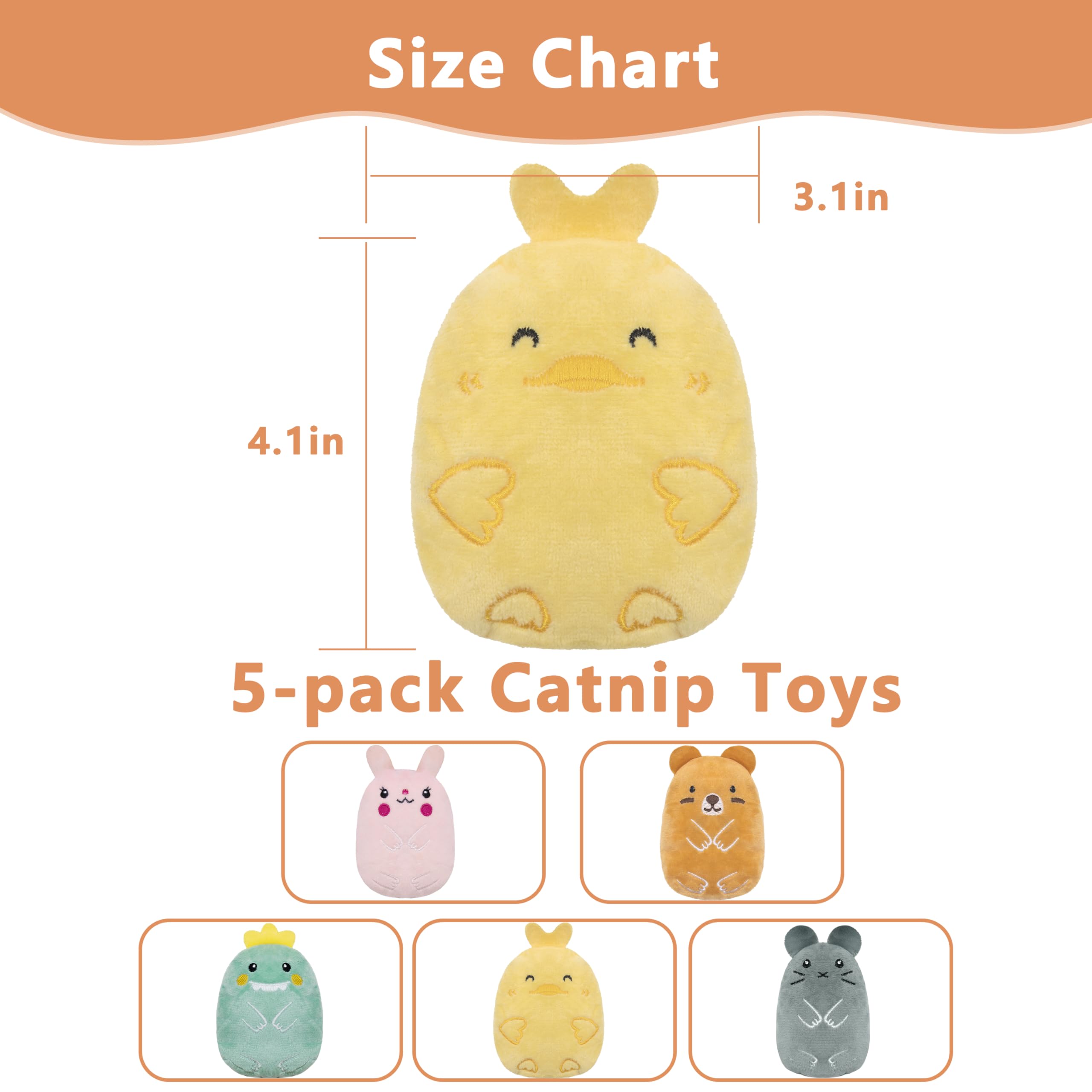 Maiiu 5Pcs Crinkle Sound Cat Toys, Funny Cat Toys, Bite Resistant Cat Toys, Indoor Cartoon Cat Toys For Cat,Cat Chew Toys.