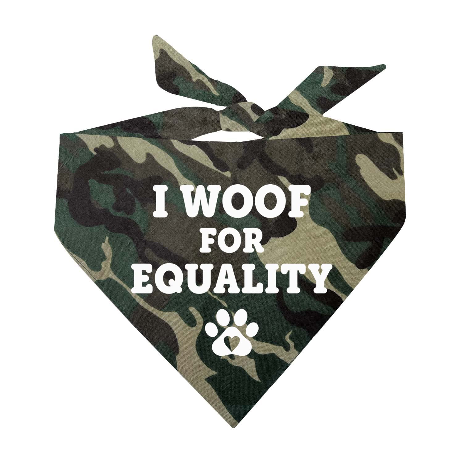 I Woof For Equality Dog Bandana | 100% Cotton Adjustable Triangle | Made In Usa | Pride Day | Lgbtq+ | Rainbow | Parade |Camo, X