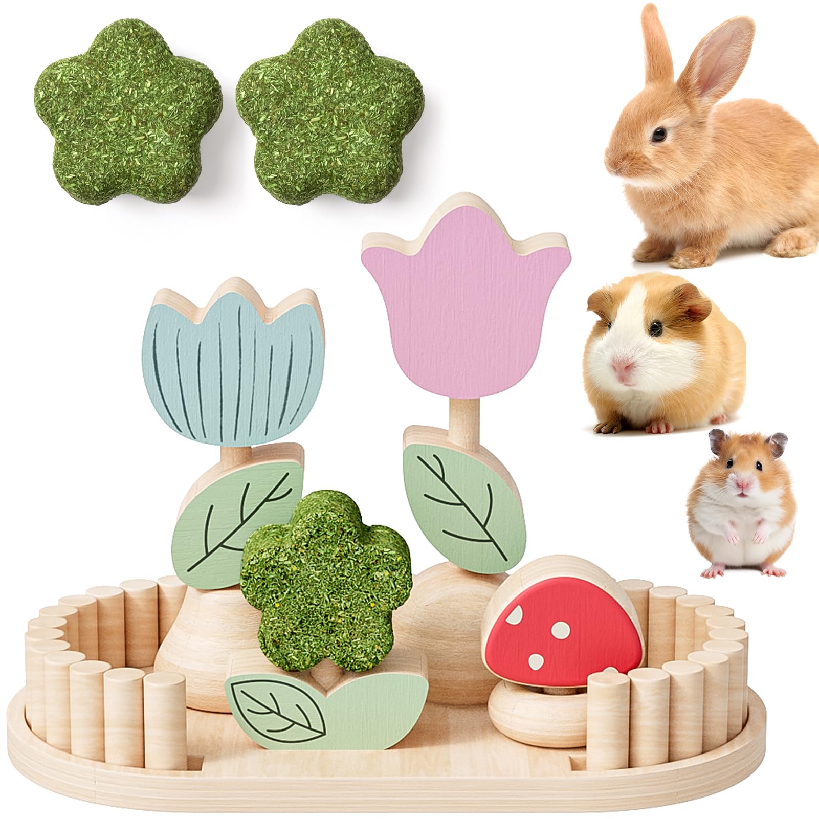 mini&moe Hamster Chew Toys for Teeth - Guinea Pig Chews Enrichment Toys Natural Edible Chinchilla Treats Hamster Cage Accessorie