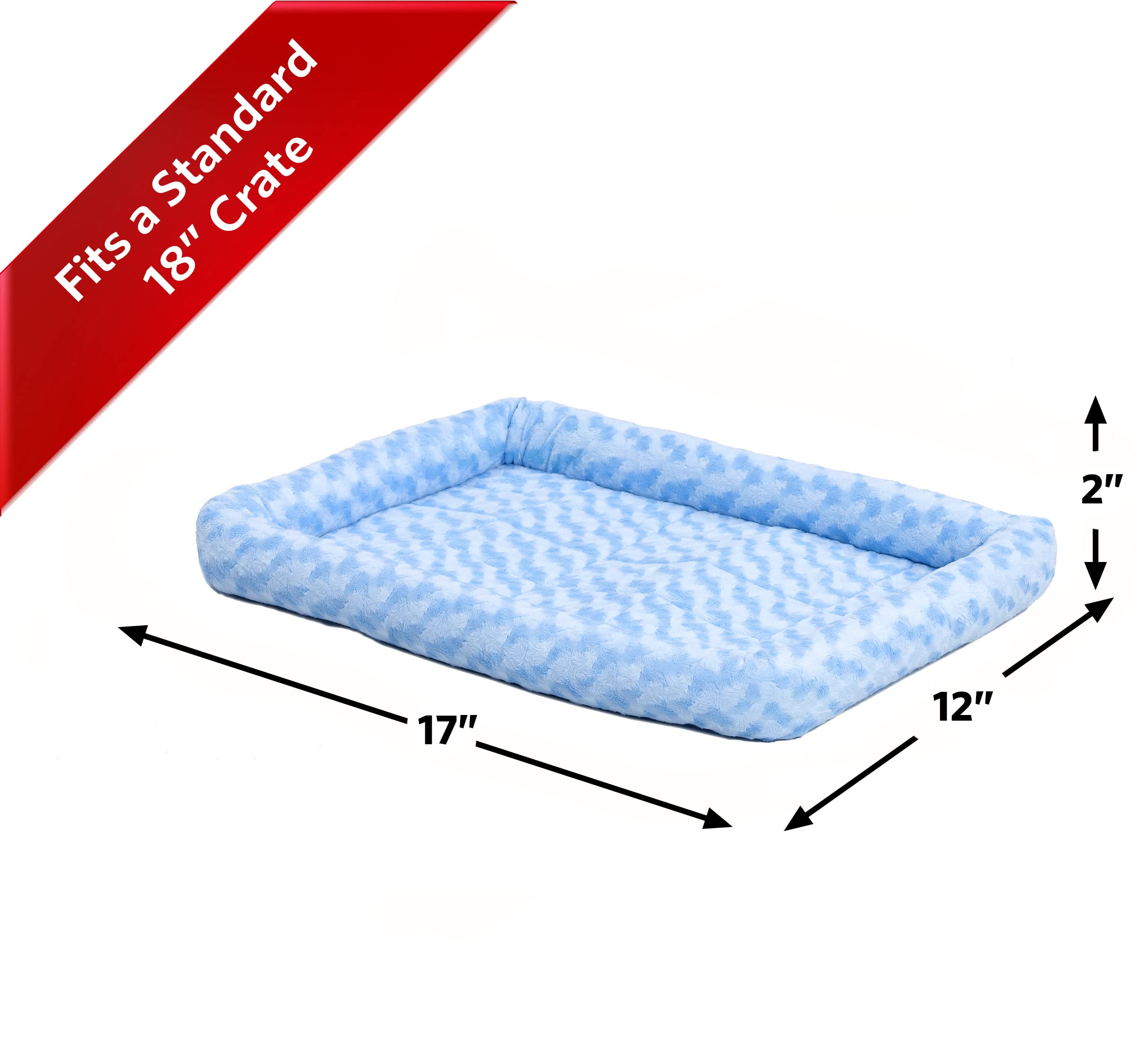 Midwest Homes For Pets Bolster Pet Bed, 18L-Inch Blue Bed W/ Comfortable Bolster | 'Toy' Dog Breeds & Fits An 18-Inch Dog Crate | Easy Maintenance Machine Wash & Dry | 1-Year Warranty