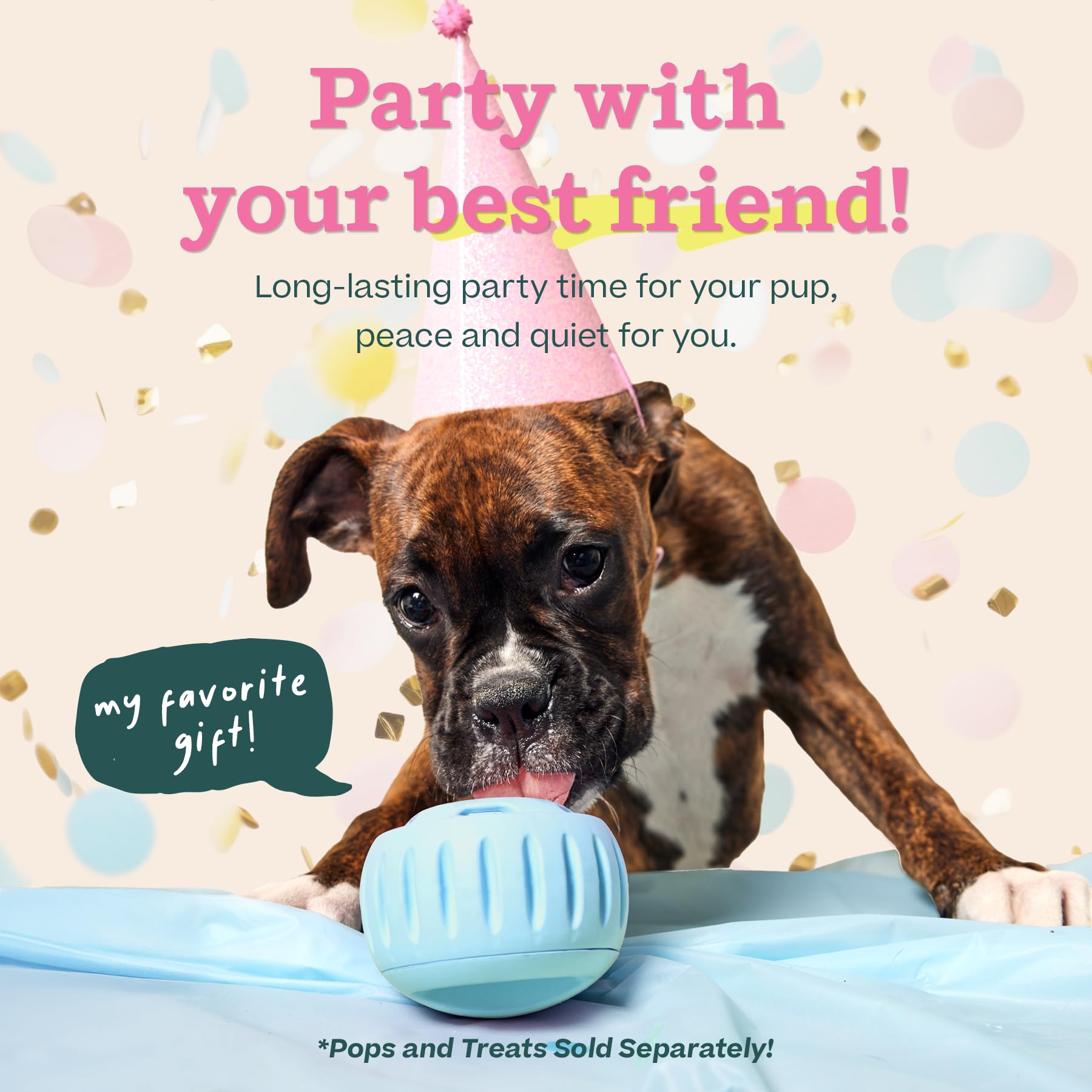 WOOF Party Pupsicle - Long-Lasting Interactive Dog Toys for Boredom - Low-Mess Design - Birthday Gifts for Dogs - XL Dog Toys -