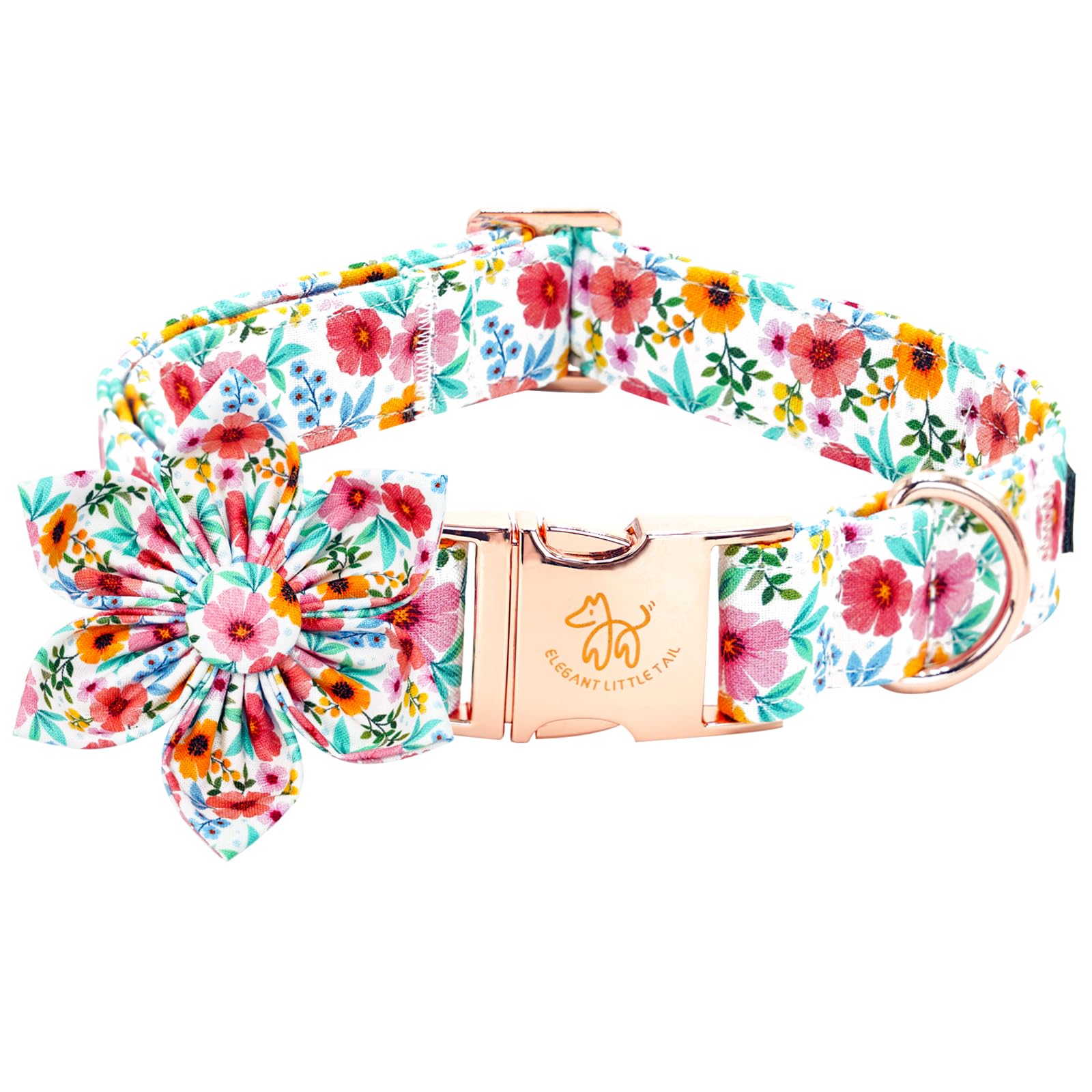 Elegant Little Tail Dog Collar- Cute Floral Dog Collar With Flower For Large Dogs, Female Adjustable Cotton Summer Pet Flower Pu