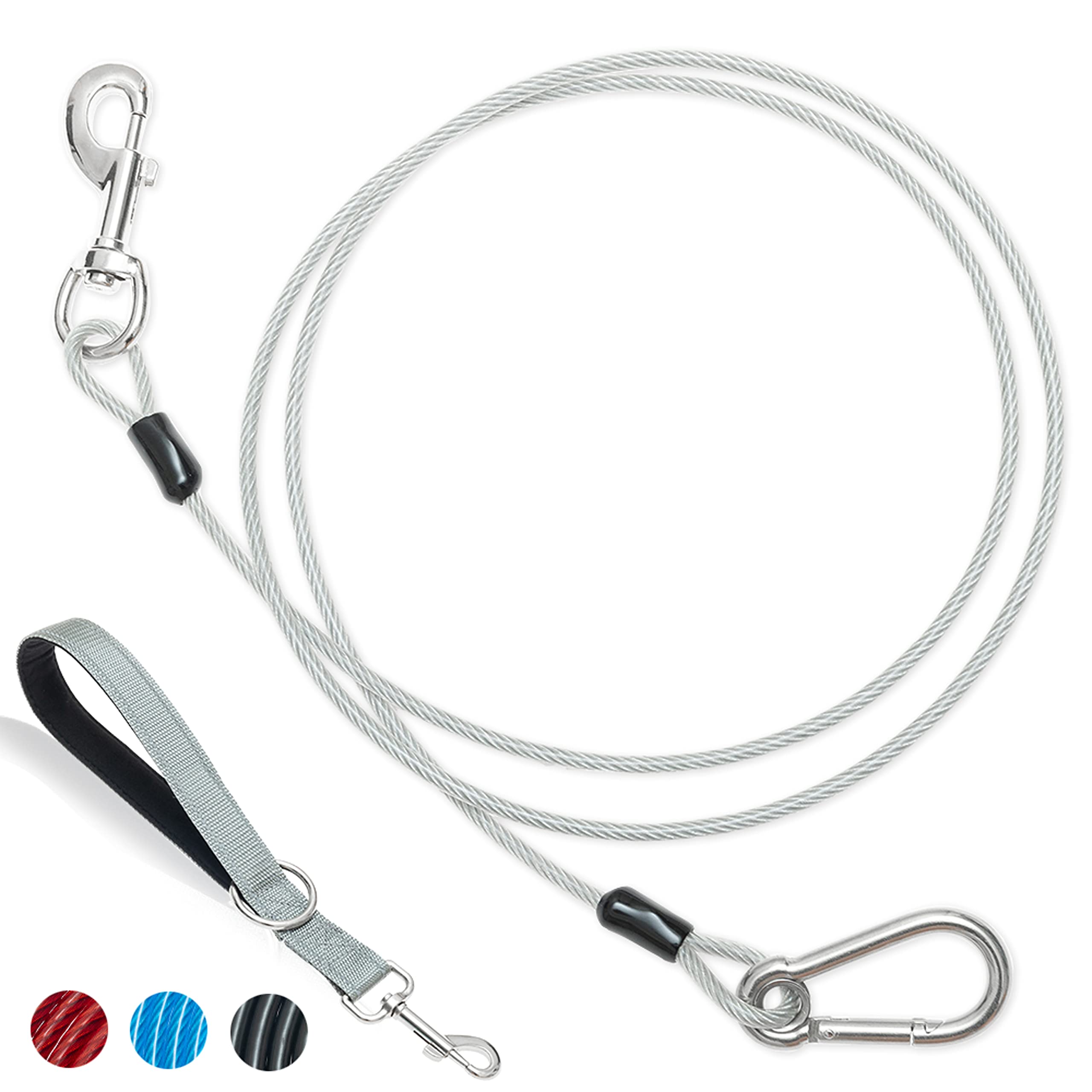 Short Dog Leash - Chew Proof 5 Ft Dog Tie Out Cable With Reflective Soft Padded Handle For Training Walking Running Hiking Camping - Heavy Duty Lead Strong Pet Cable For Small Medium Large Dogs