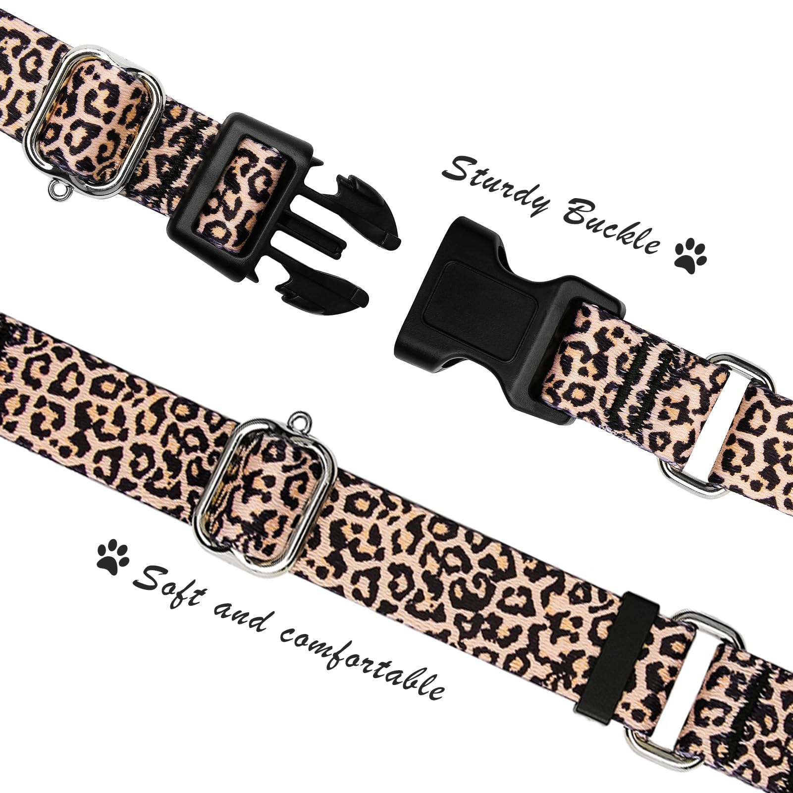 Hikiko Martingale Collar For Dogs Classic Leopard Dog Collar For Small Medium Large Dogs Durable Escape Proof Dog Collars (Leopa