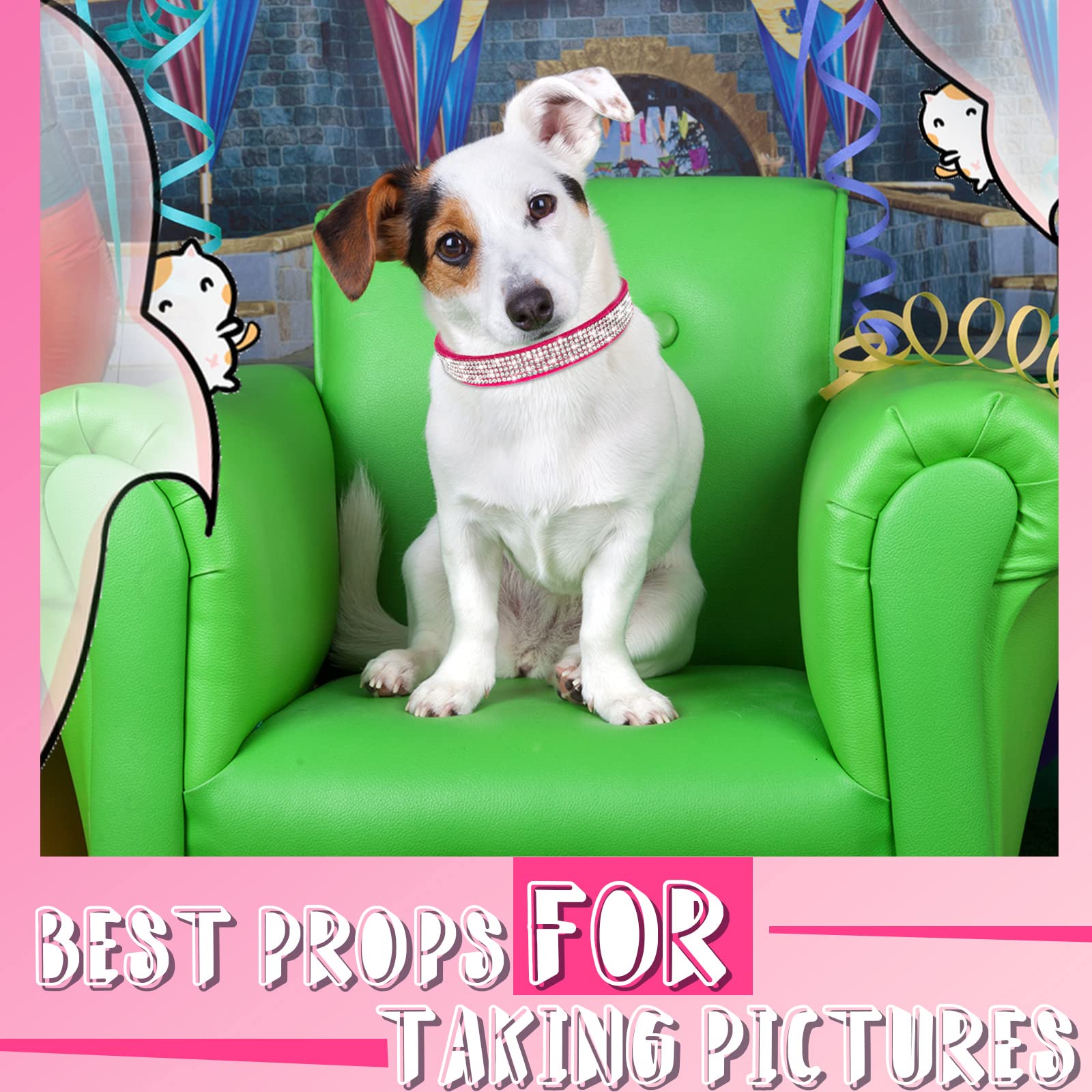 4 Pcs Pink Dog Collar Spiked Studded Dog Collars Pearls Dog Necklace Dog Collar With Rhinestone Bow Knot Crystal Diamond Colorful Flower Bling Girl Dog Cat Collars For Dogs(Novel Style,Medium)