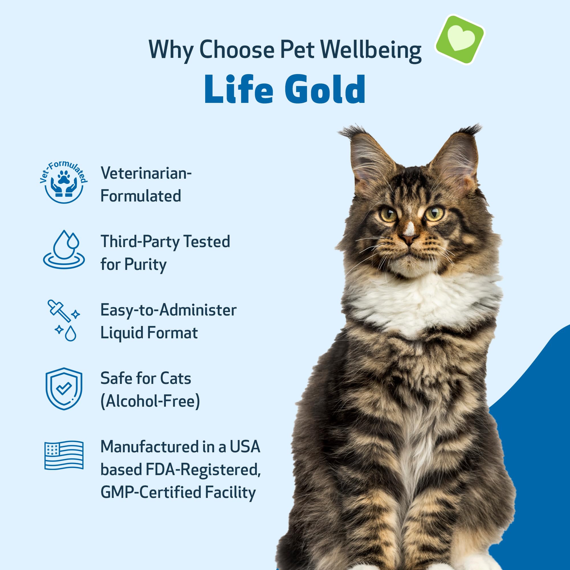 Pet Wellbeing Life Gold for Cats - Supports Detoxification & Healthy Immune Defenses, Astragalus, Burdock, Sheep Sorrel - Vet-Fo