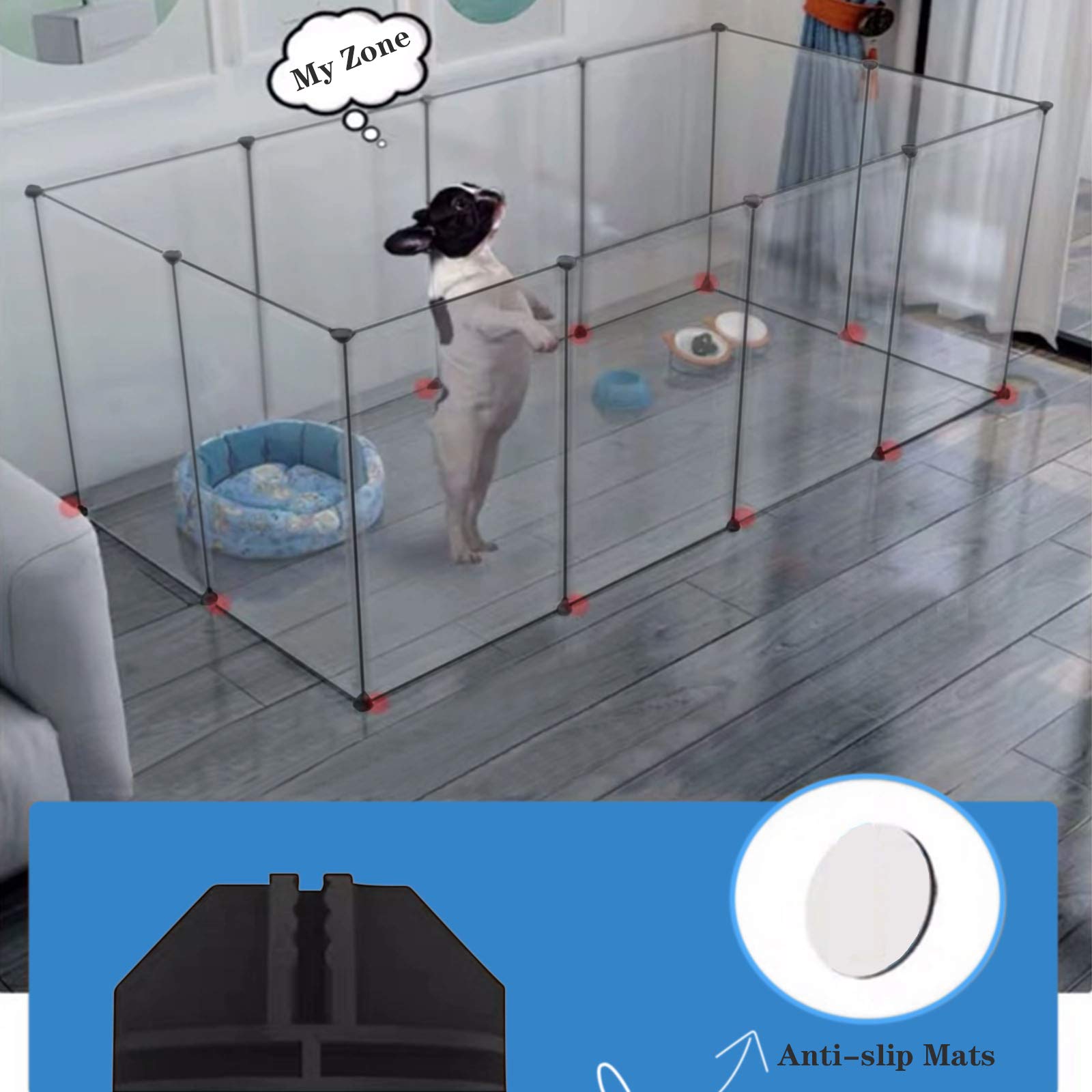 Brian & Dany Pet Dog Playpen, Clear Acrylic Puppy Dog Play Pen Indoor, Portable Small Animal Transparent Fence Panels For Rabbit