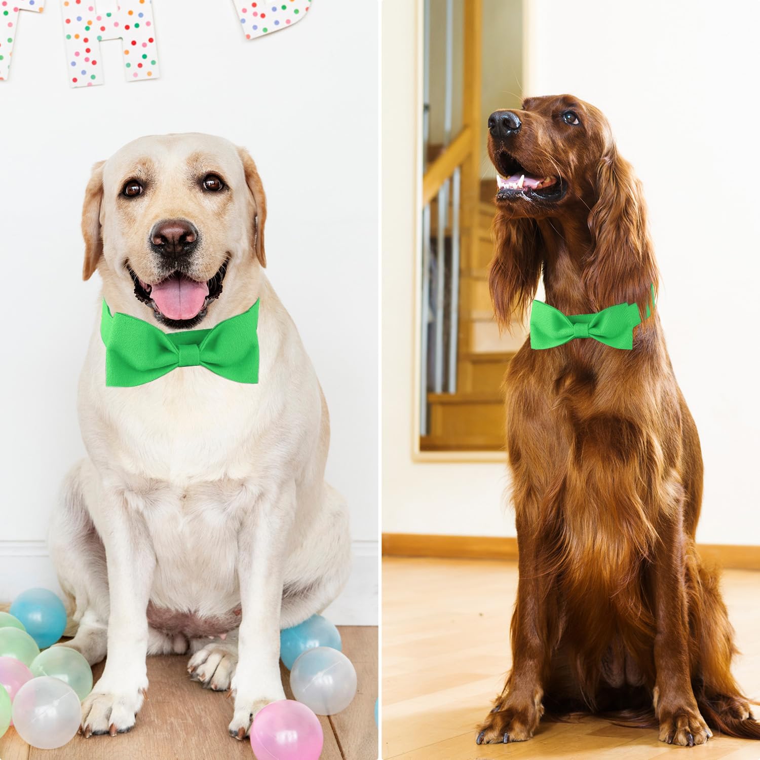 Segarty Bow Tie Dog Collar, Adjustable Green Bowtie Collar For Large Dogs, Durable Dog Neck Tie Tuxedo Comfortable Cotton Pets B