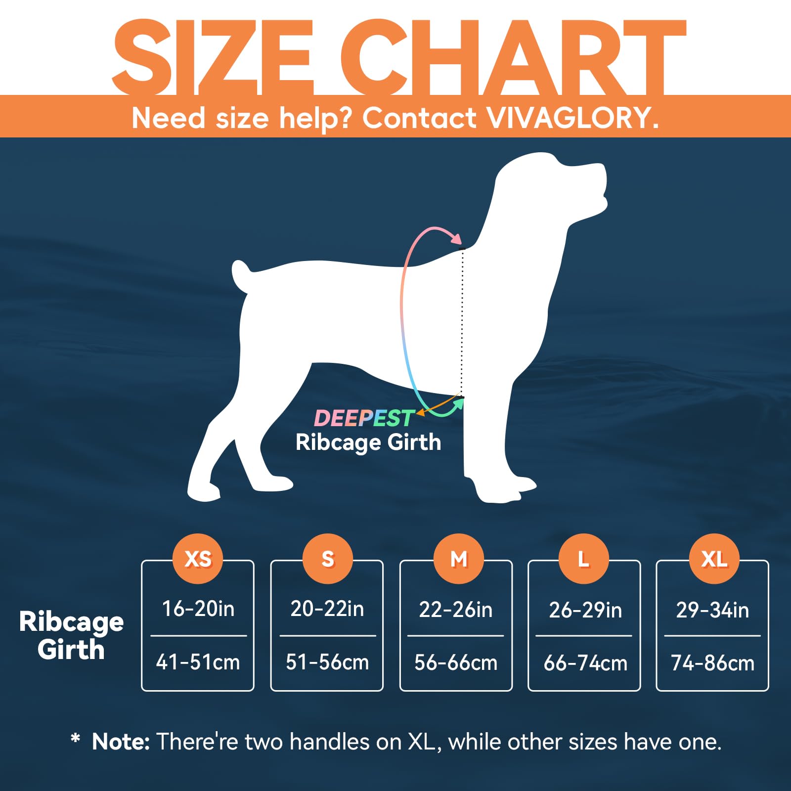 Vivaglory Neoprene Dog Life Jacket Dog Swim Vest For Boating Hunting & Swimming, Lightweight With Leash Ring, Xl, Orange