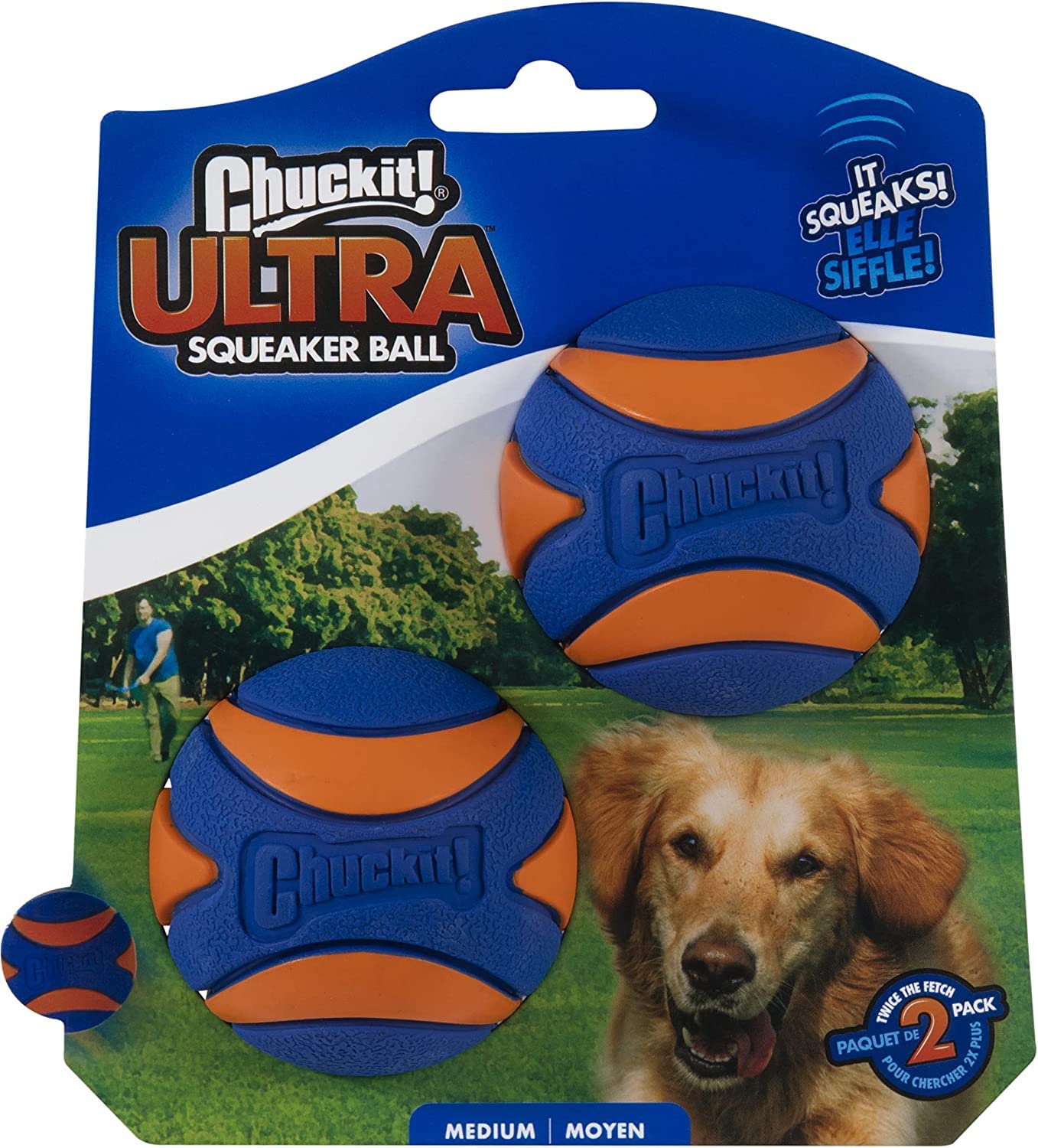 Chuckit! 6 Pack Of Ultra Squeaker Ball Dog Toys, Medium, Whistles When Thrown