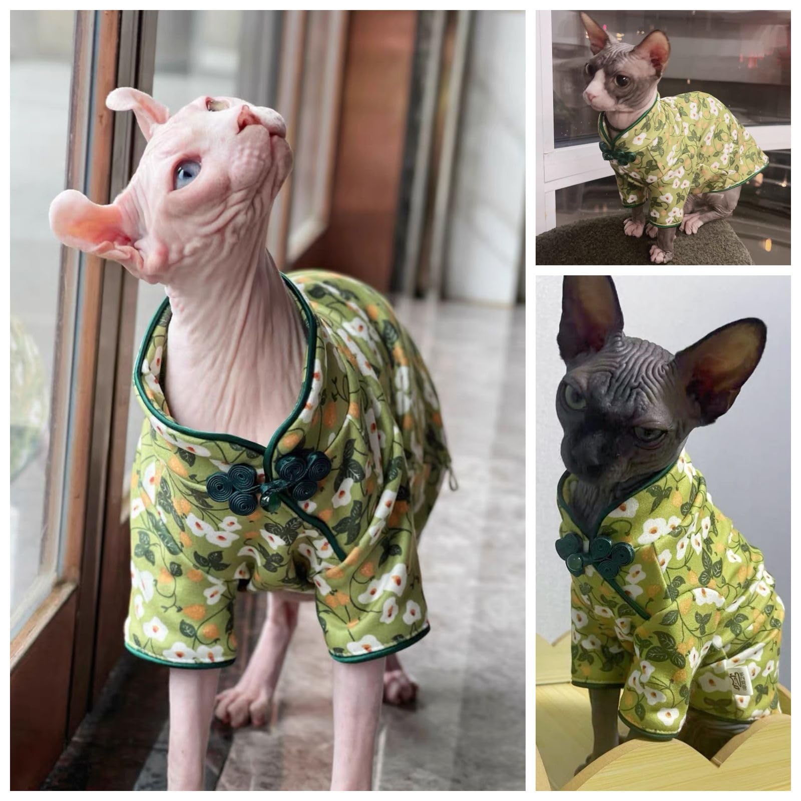 Traditional Culture Sphynx Hairless Cat Cotton T-Shirts Cat Clothes Pet Sweater Cat Vest Pet Clothes Kitten Shirts Cats & Small