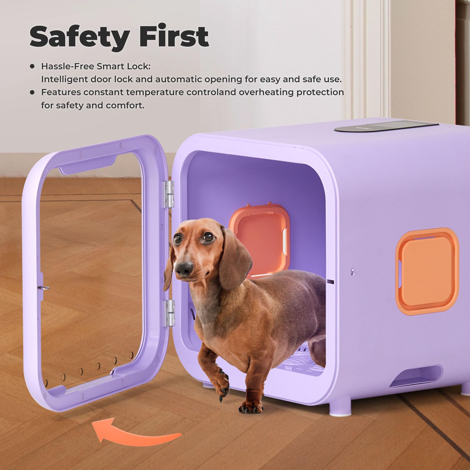 KITPLUS Pet Dryer Box for Dogs and Cats, 71L Large Capacity Ultra-Quiet Dog Hair Dryer Box with Smart Lock, Adjustable Temperatu