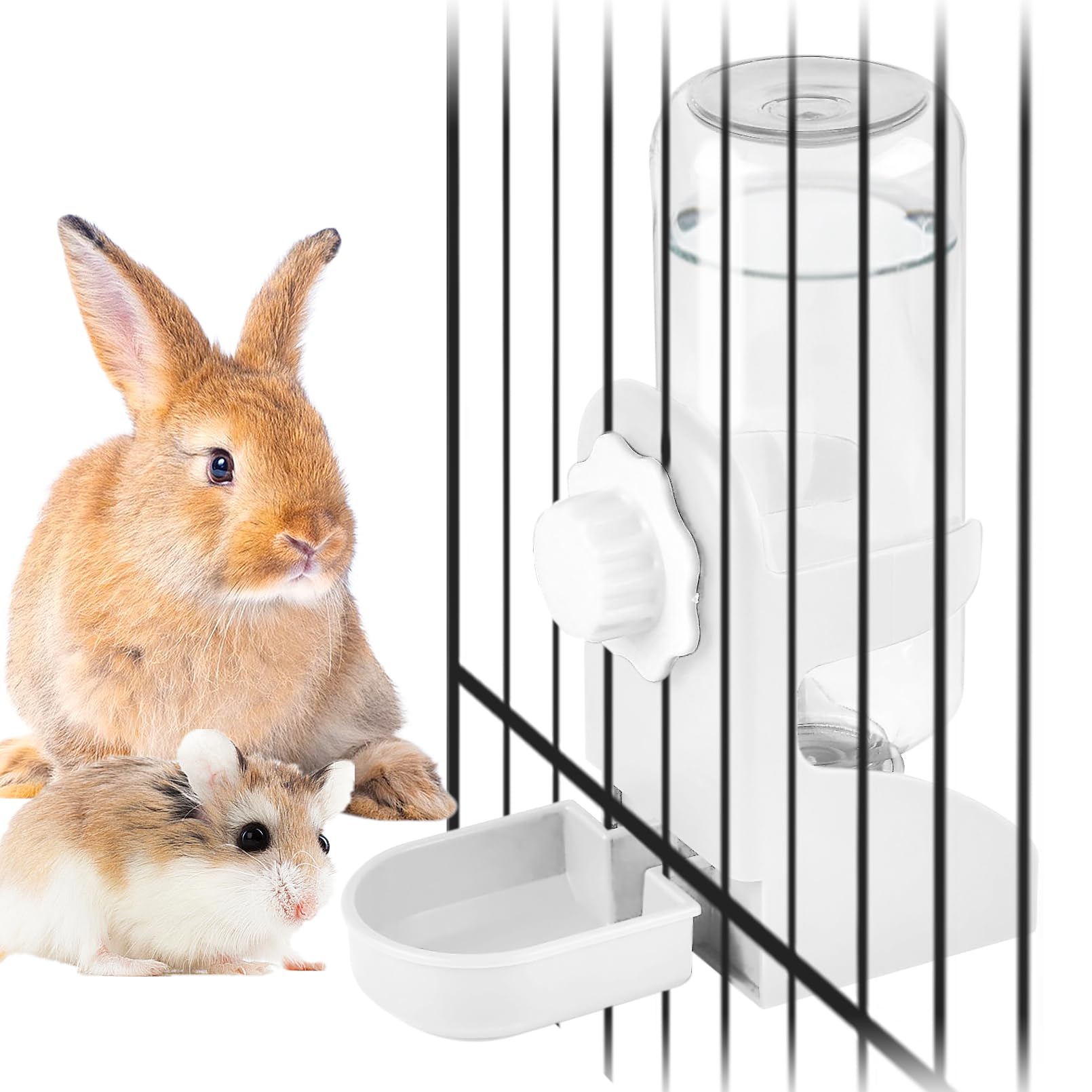 kathson Rabbit Water Dispenser for Cage 17 Oz Hanging Guinea Pig Water Bottle No Drip Gravity Automatic Bunny Water Bottle No Le