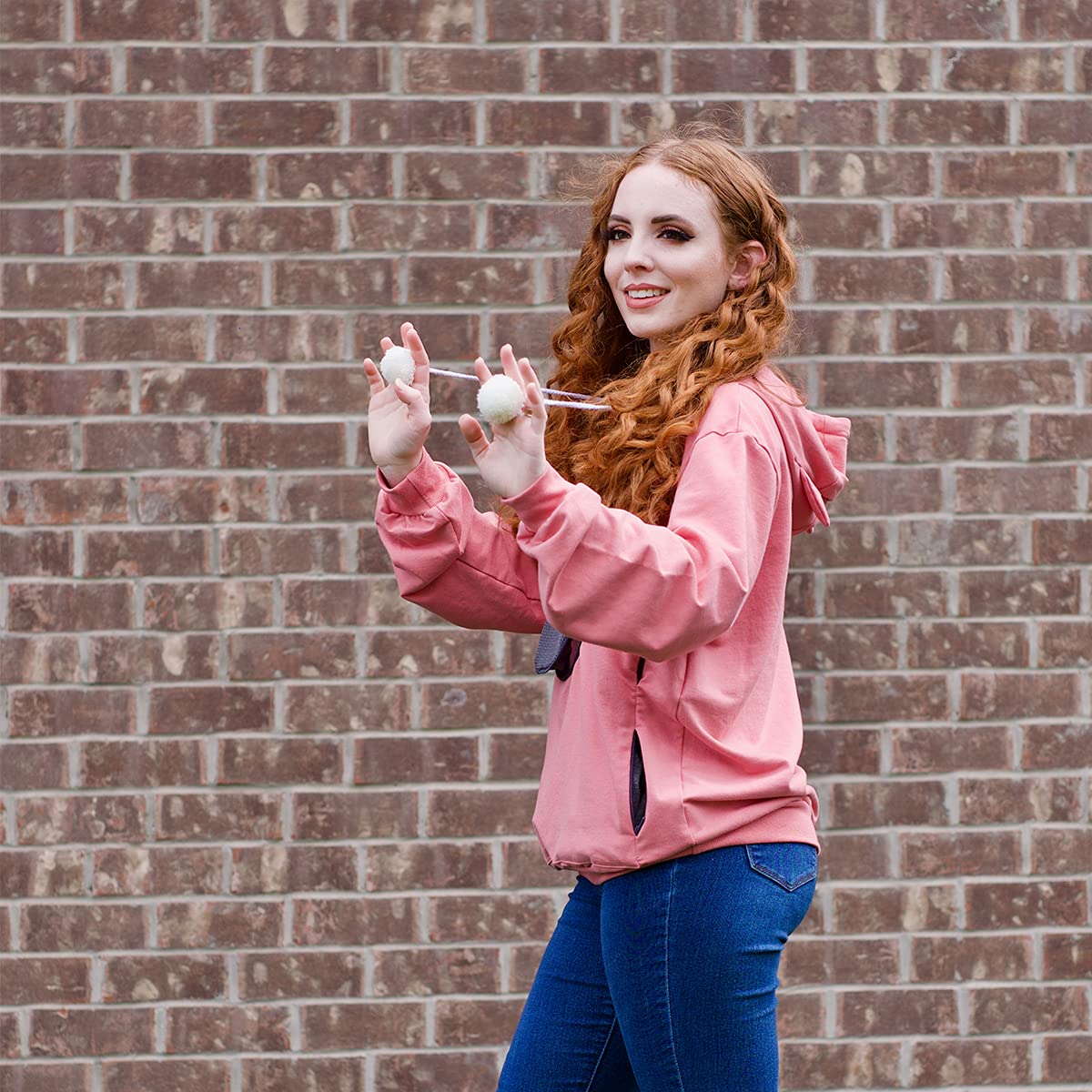 Alyc Unisex Hoodies Pet Holder Cat Dog Large Pouch Carriers Pullover With Cat Printing Sweatshirt (Light Pink-S)