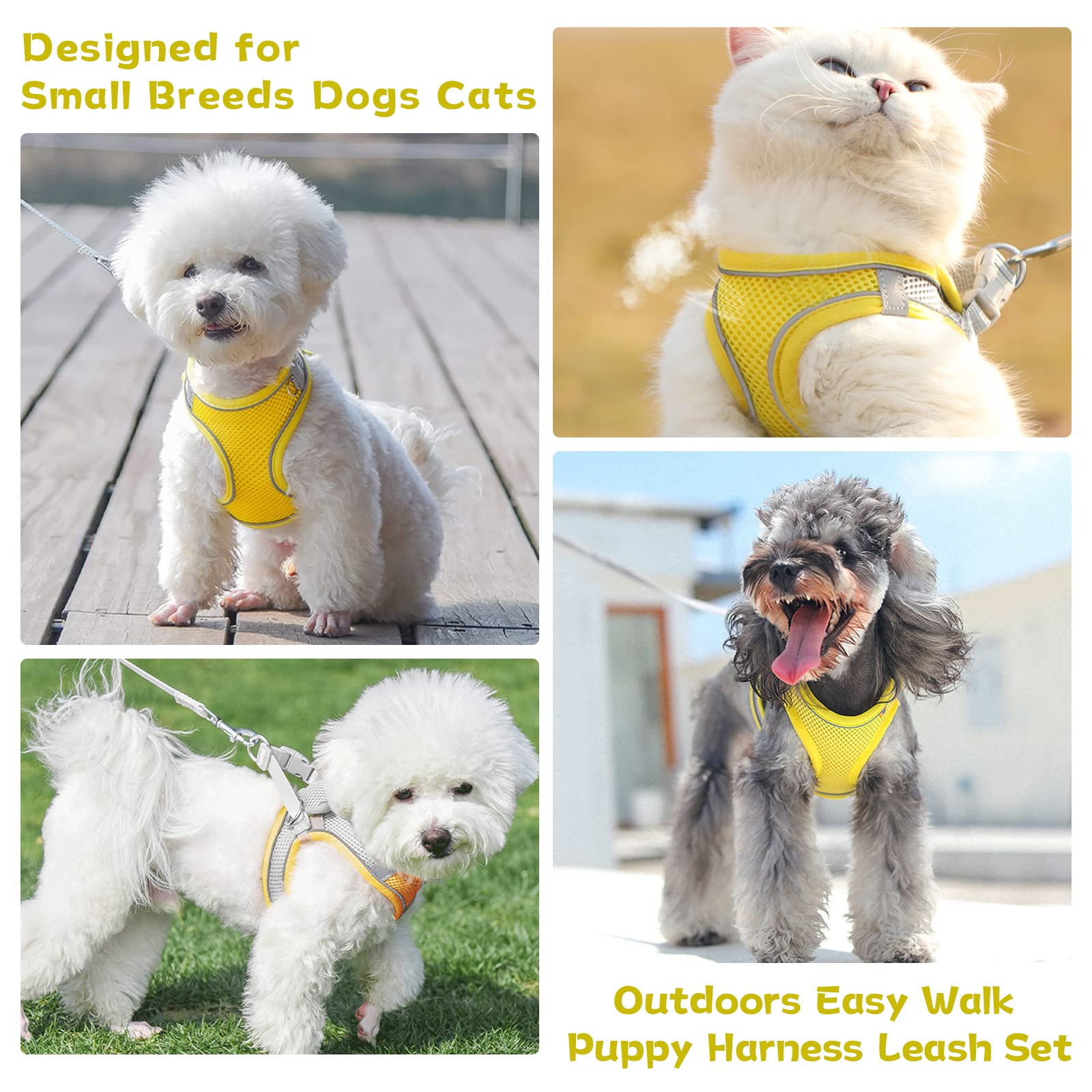 Petpubgnzs Soft Small Dog Harness And Leash Set Step In Air Mesh Puppy Harness Leash Easy Walk Dog Harness Vest Adjustable Refle