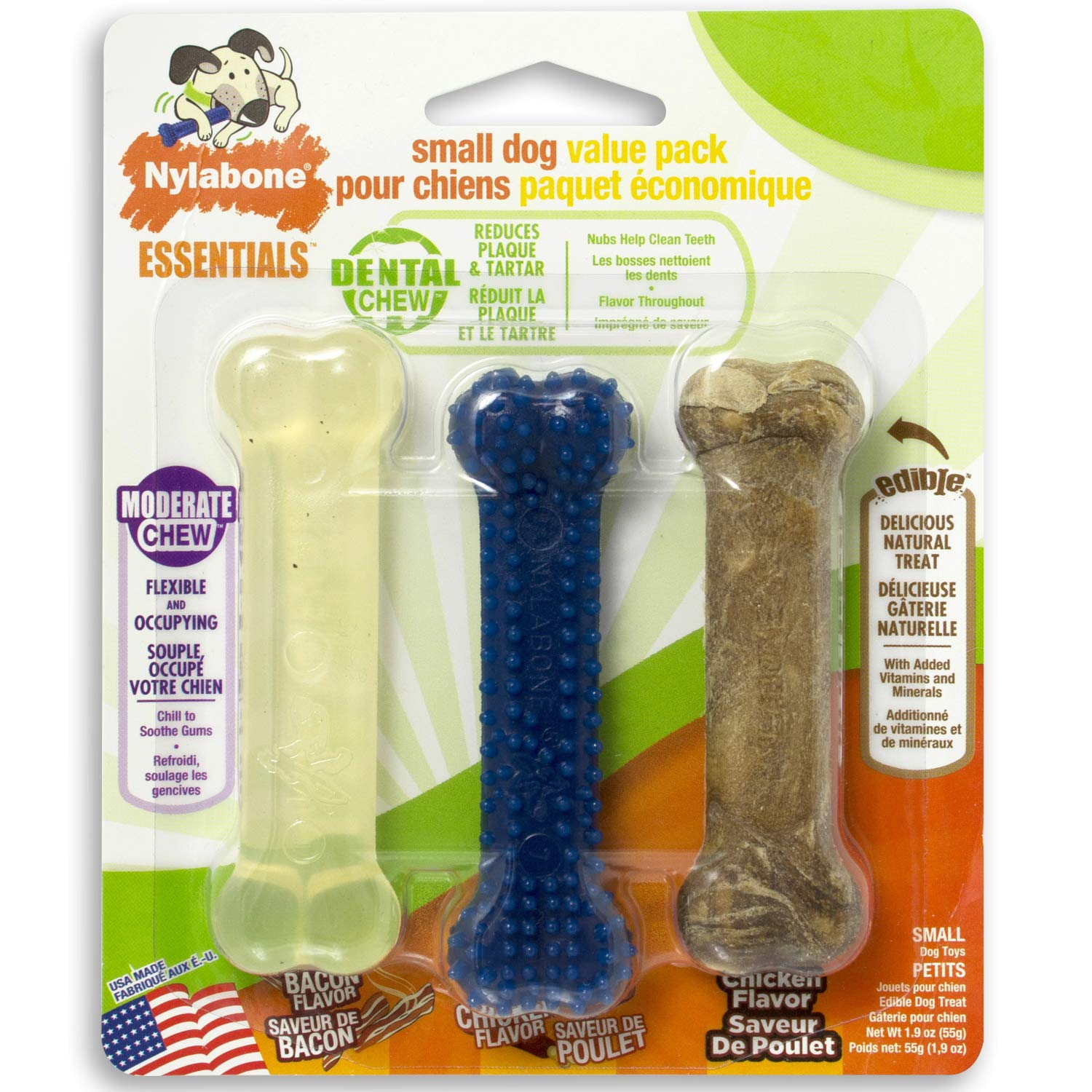 Nylabone Extra Small Dog Chew Toy Value - 3 Pack