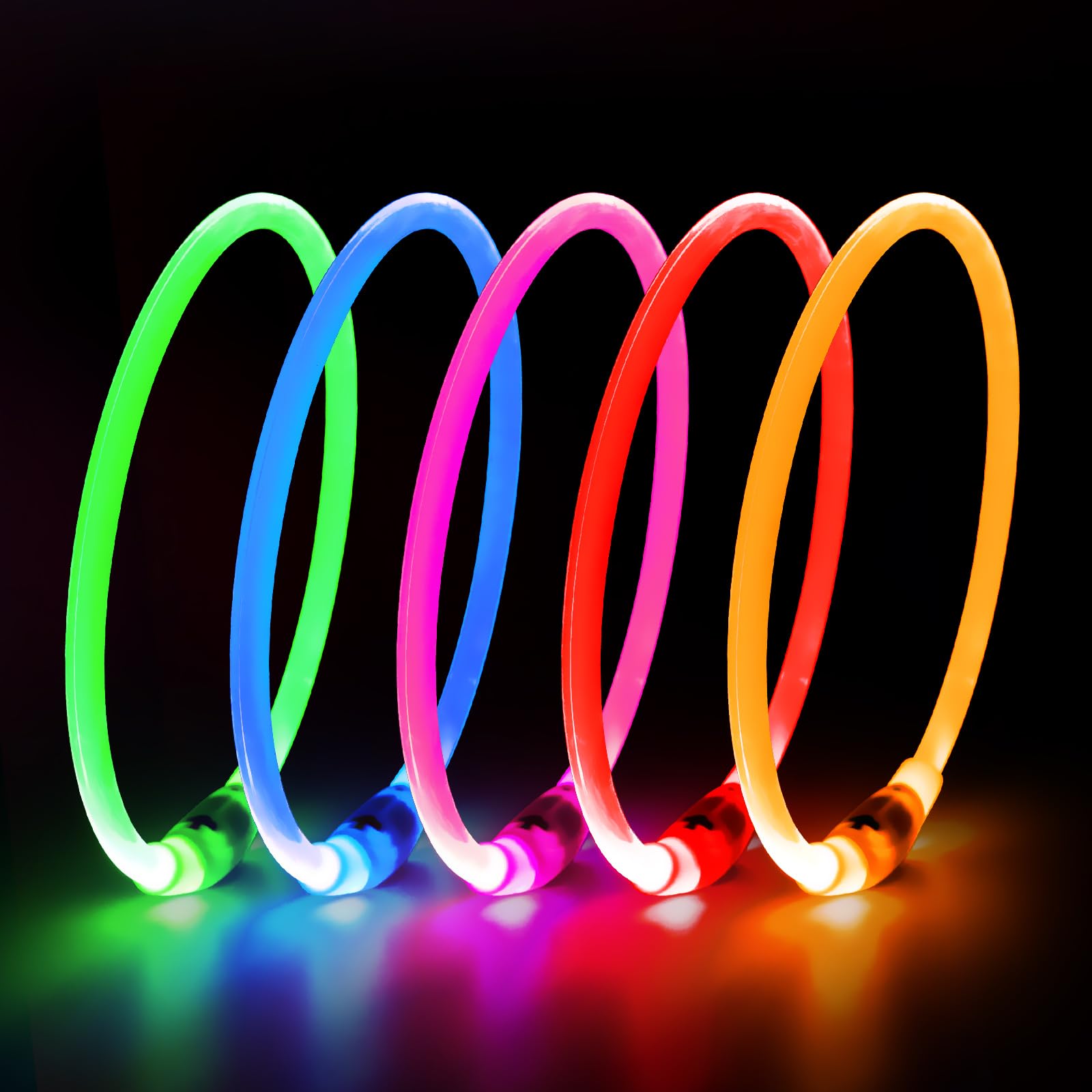 Higo Led Dog Collar, Usb Rechargeable Light Up Dog Collars, Tpu Cuttable Light Dog Necklace Glow In The Dark (Pink)