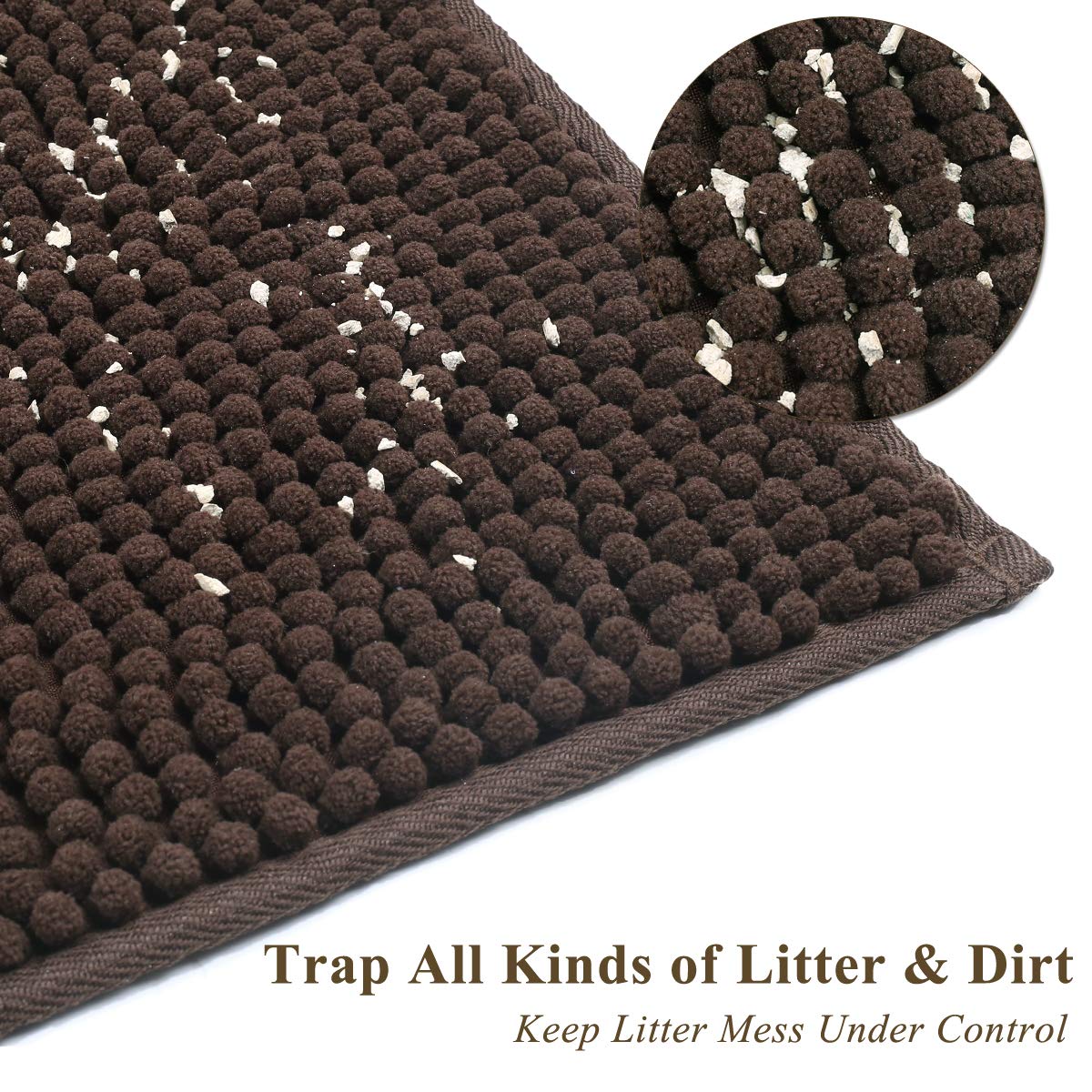 Vivaglory Super Soft Microfiber Cat Litter Mat, 31'× 20' Large Cat Mat For Under Litter Box With Waterproof Back, Machine Washable, Brown