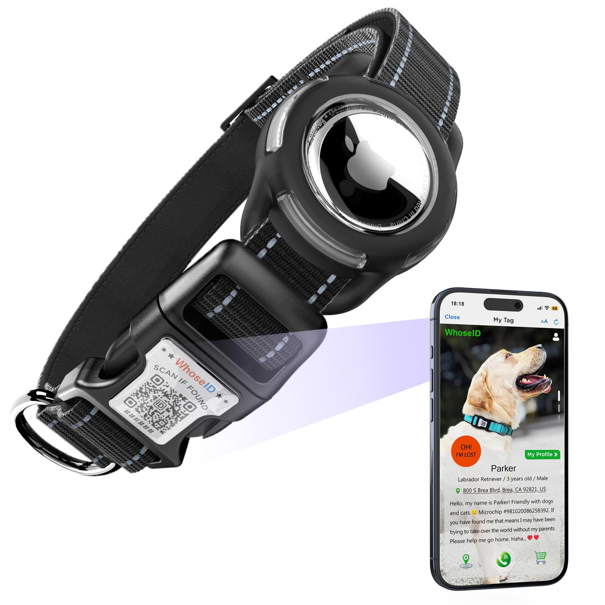 Dog Collar With Qr Code, Reflective Pet Collar, Soft Neoprene Padded & Safety Locking Buckle Adjustable Puppy Collar (Xs-With Ai