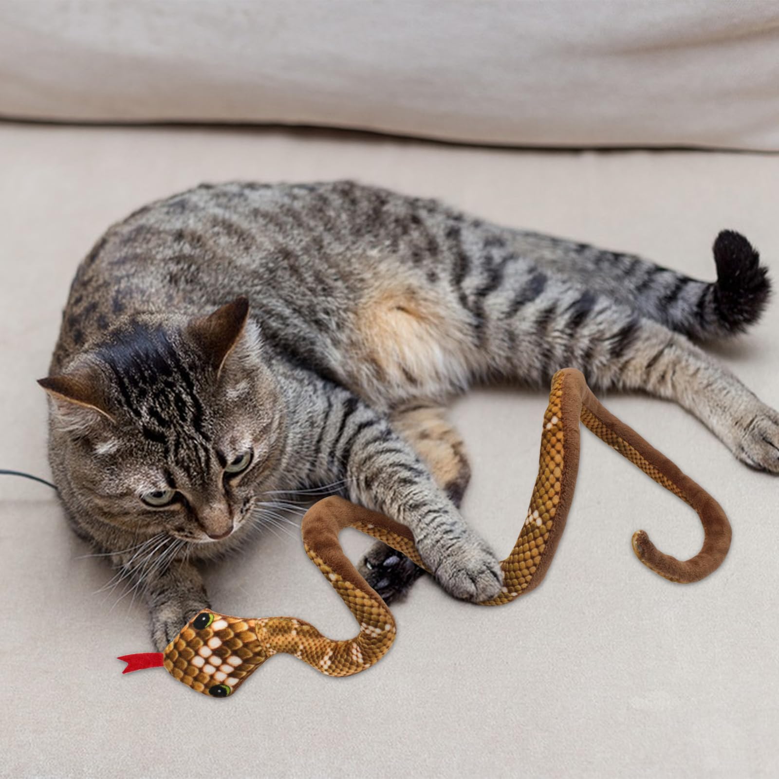 Andiker Cat Catnip Toys For Cats, 31Inches Long Snake Cat Toy With Crinkle Sound For Indoor Cat Interactive Toy, Soft Plush Toy For Cat Exercising Playing Cat Chew Toy