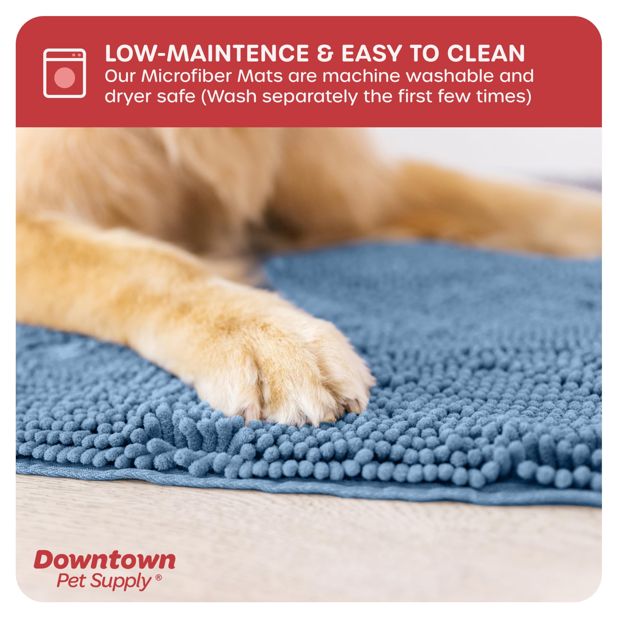 My Doggy Place Microfiber Dog Mat for Muddy Paws, 36 x 26 Faded Denim - Absorbent and Quick-Drying Dog Paw Cleaning Mat, Washer