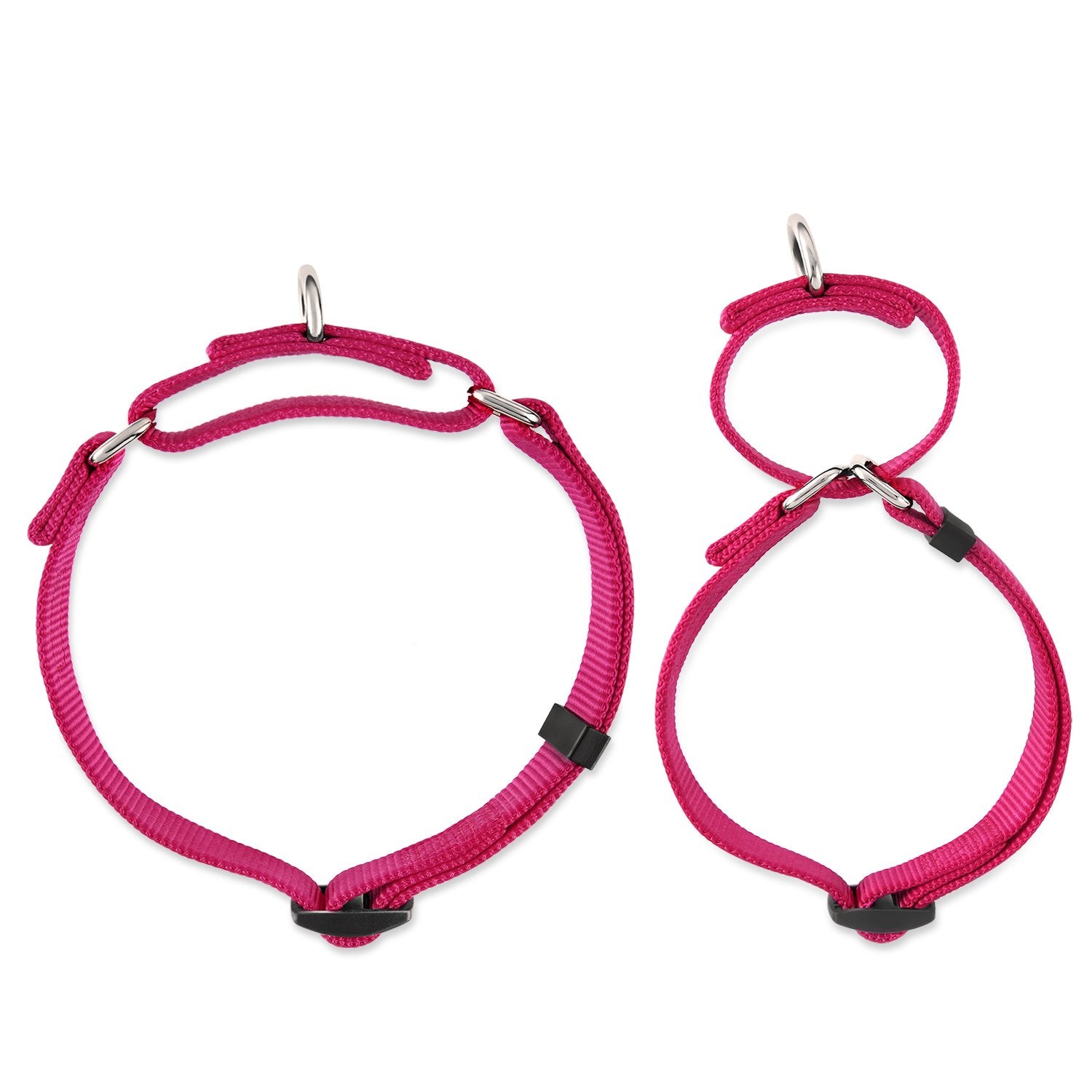 Hyhug Premium Anti-Escape Strong Extended Martingale Large Boy And Girl Dog Collar - Walking Training Daily Use.(Large,Solid Color Rose Red Pink)