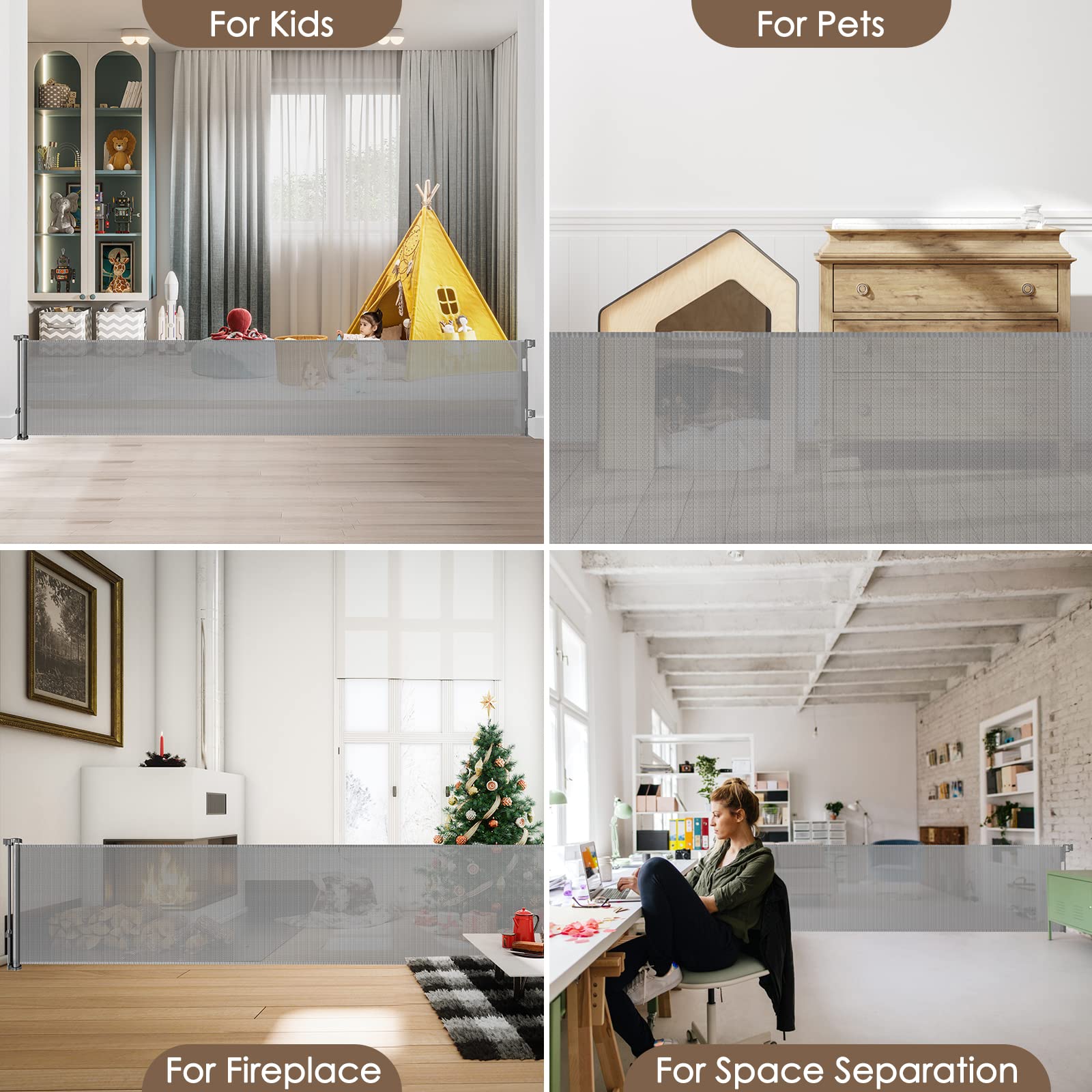 185 Inch Extra Wide Retractable Baby Gate Retractable Gate Outdoor Long Baby Gates Indoor Extra Long Dog Gate Extra Wide Baby Ga