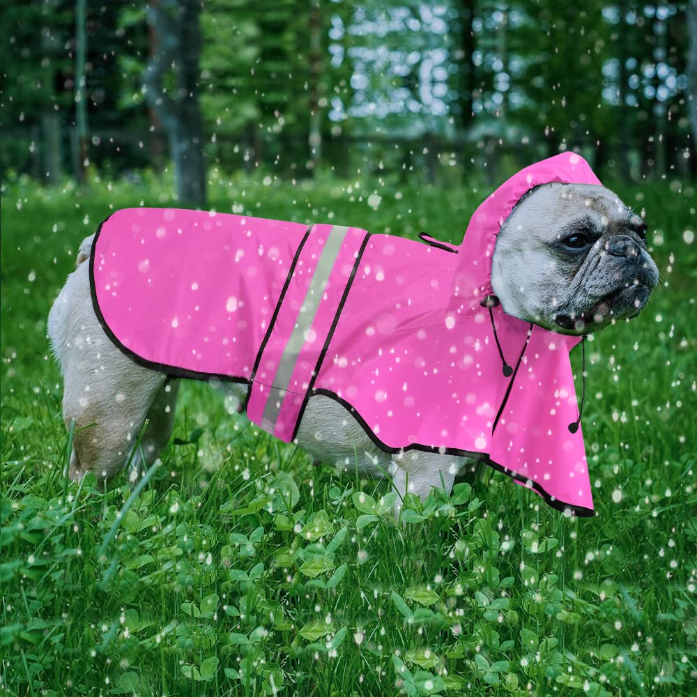 Ezierfy Waterproof Dog Rain Coat - Reflective Adjustable Pet Raincoat Jacket, Lightweight Dog Hooded Poncho Raincoats For Small