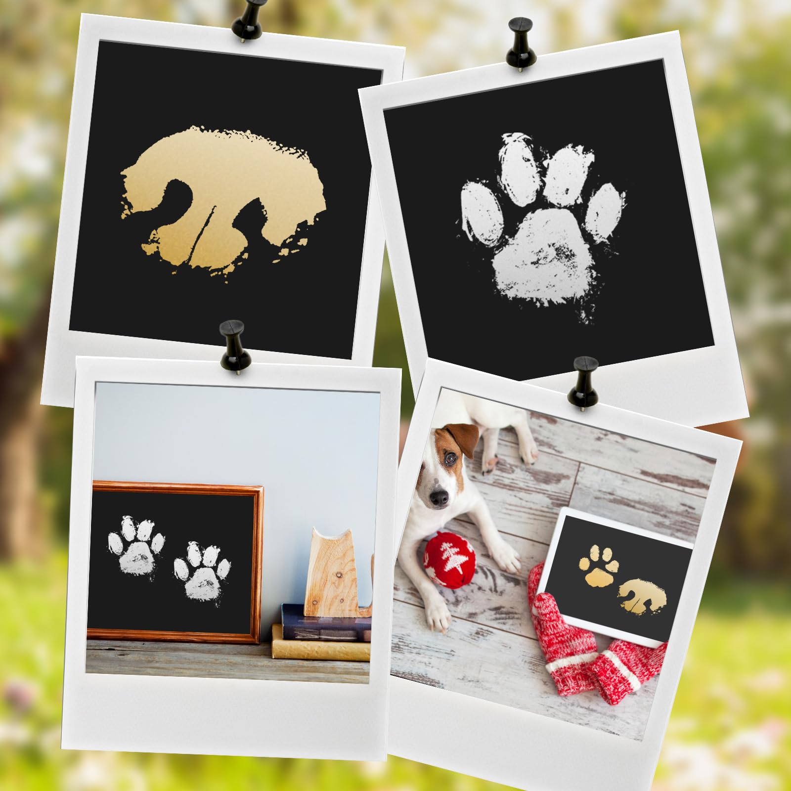 Nabance Baby Footprint Kit, Paw Print Kit, Dog Nose Print Kit, 2 Large Size Gold and Silver Ink Pads with 4 Black Imprint Card,
