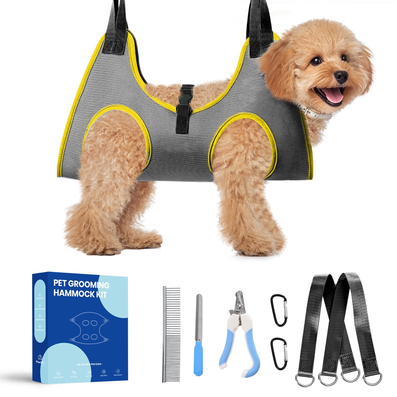 Dog Grooming Hammock, Pawlify Comfy Dog Hammock For Nail Trim, Cute Dogs Grooming Harness With Pet Nail Clipper Trimmer For Smal