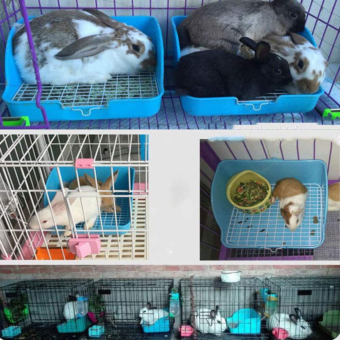 Hamiledyi Small Animal Rabbit Litter Toilet,Plastic Square Cage Box Rat Potty Trainer Corner Grate Litter Bedding Box Pet Pan For Guinea Pigs Chinchilla Ferret Galesaur Bunny