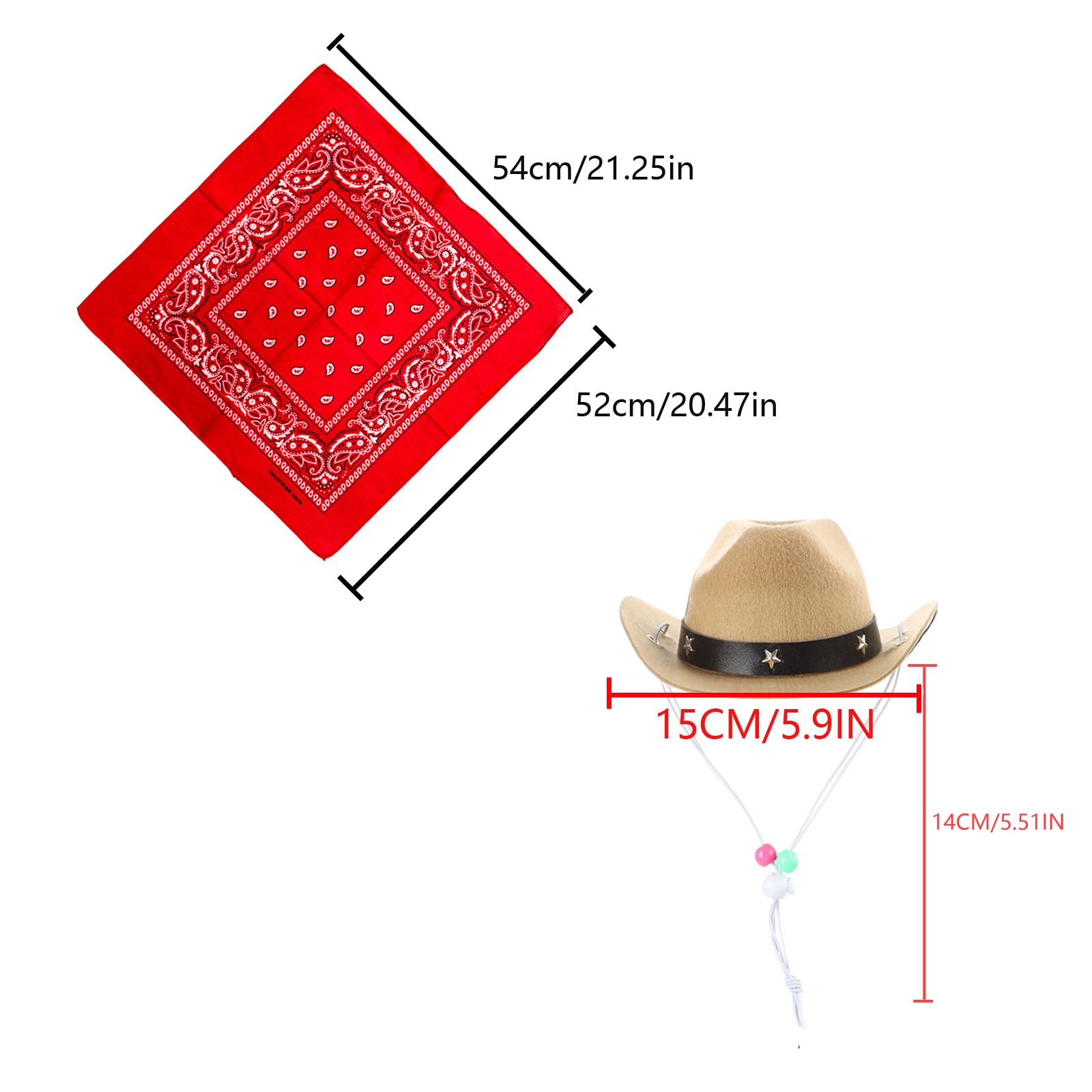 Awocan Dog Cowboy Hat And Bandana Scarf Dog Cat Sombrero Puppy Hat Dog Cat Costume Cosplay Cap Puppy Pet Dog Cat Holiday Pet Party Decoration (Khaki)