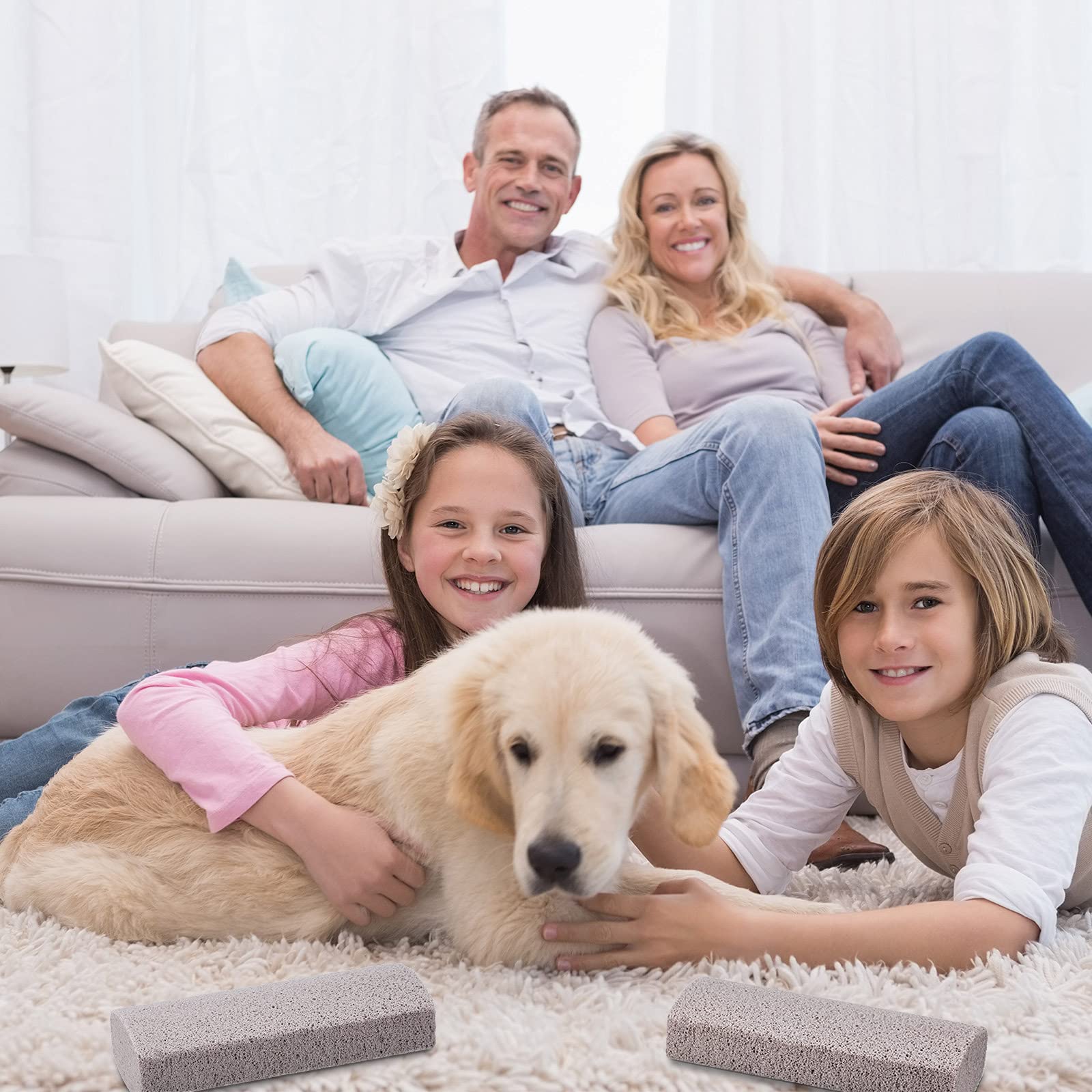 2 Pieces Pet Hair Remover For Cat Hair Removal Pumice Stone Tool Carpet Dog Fur Removal Tool For Car Couch Furniture Bedding Easy To Clean (5.3 Inches)