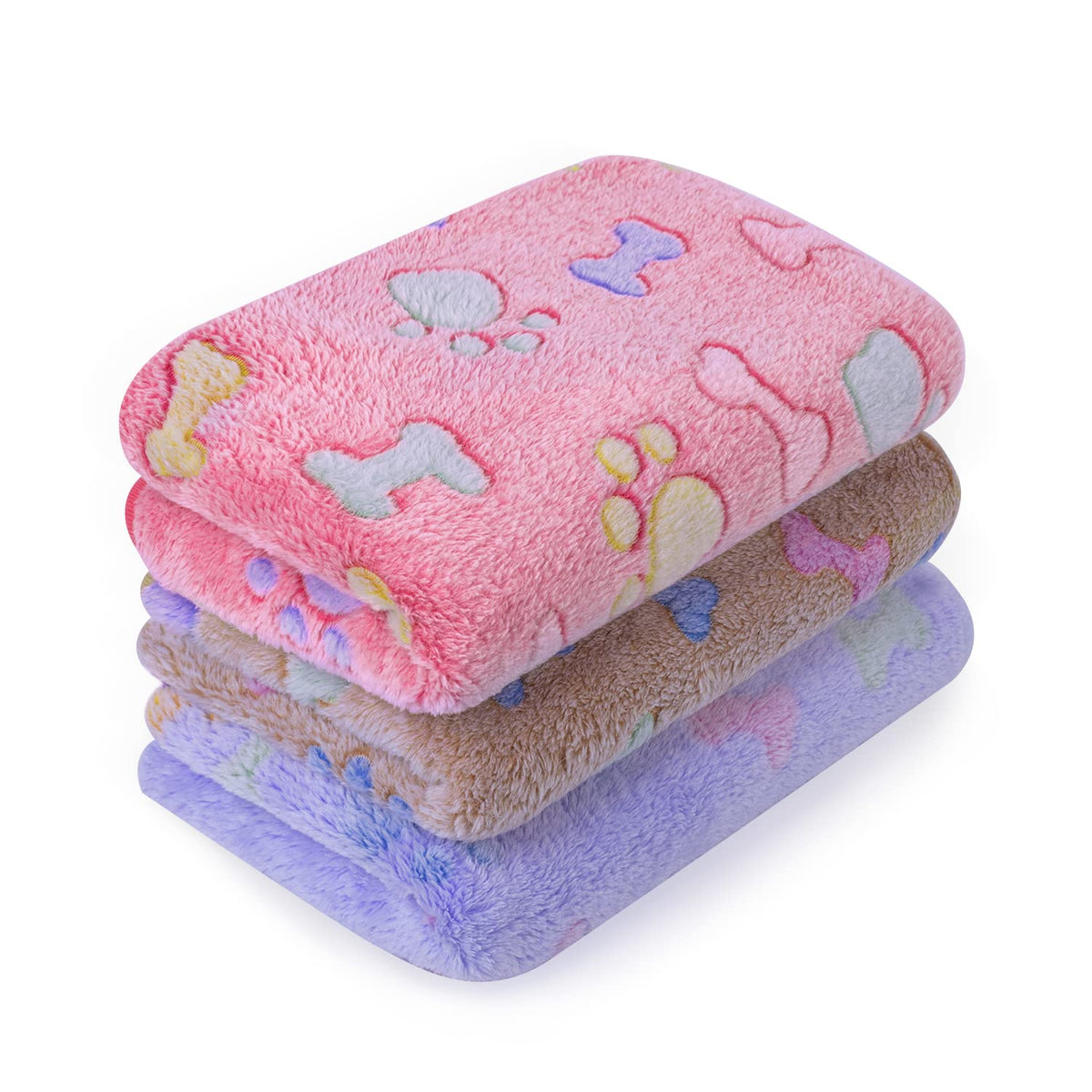 Leapsheep Pet Blankets For Dogs Cats - 3Pack Bone Pattern Super Soft Fluffy Dog Blankets For Small Medium Large Doggy Kitten (Bo