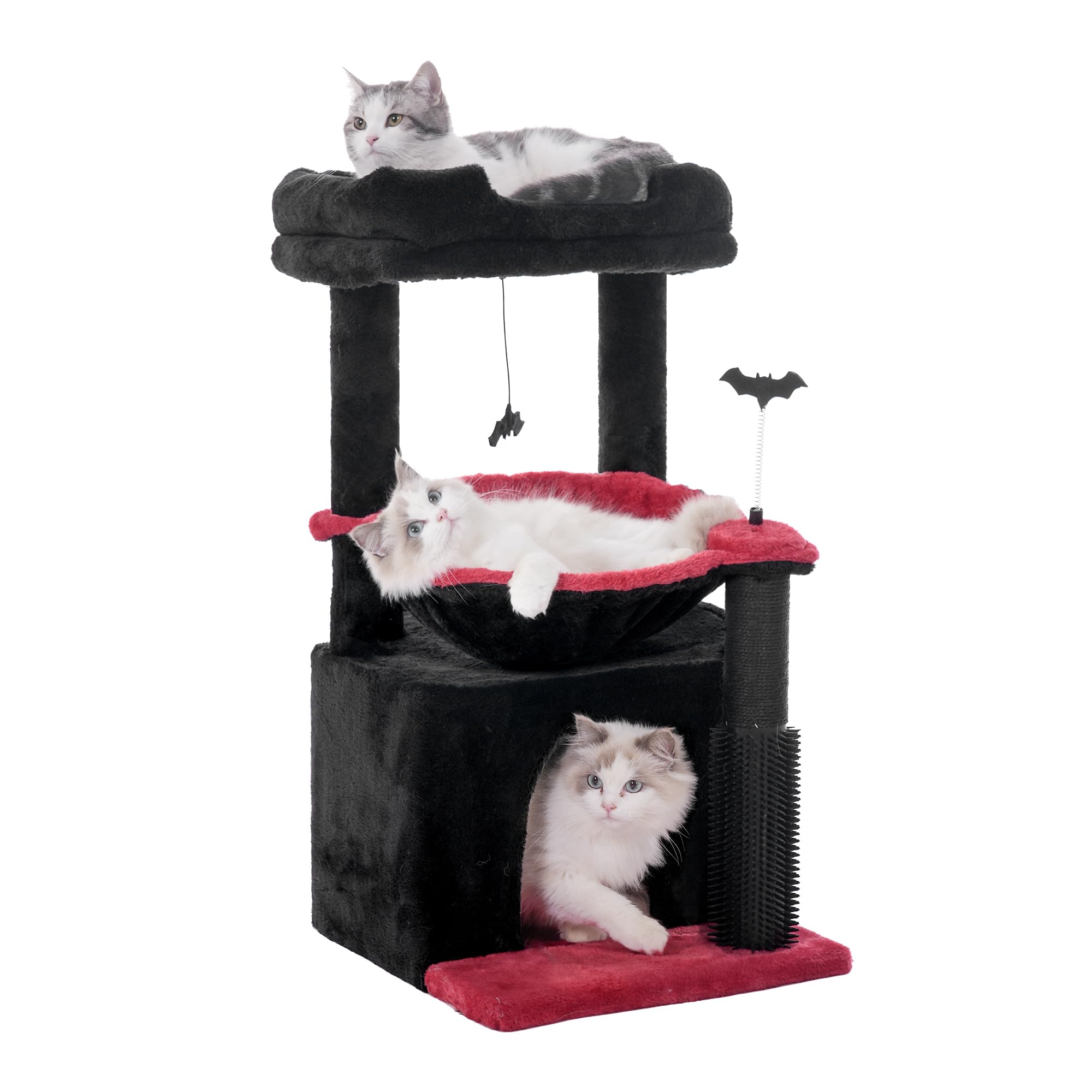 Pawfessor Gothic Cat Tree 32 Inches Small Cat Tree For Large Cats Adult Cat Tower With Scratching Post,15.7   Large Hammock And 