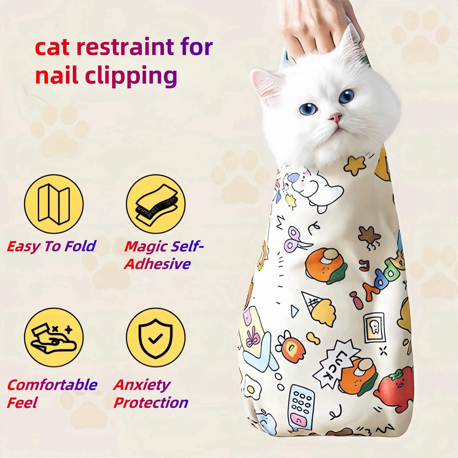 Asdtgoe Cat Wrap For Cutting Nails Cloth Burrito Wrap For Nail Clipping,Scratch And Escape Prevention,Multi-Purpose Swaddle Wrap