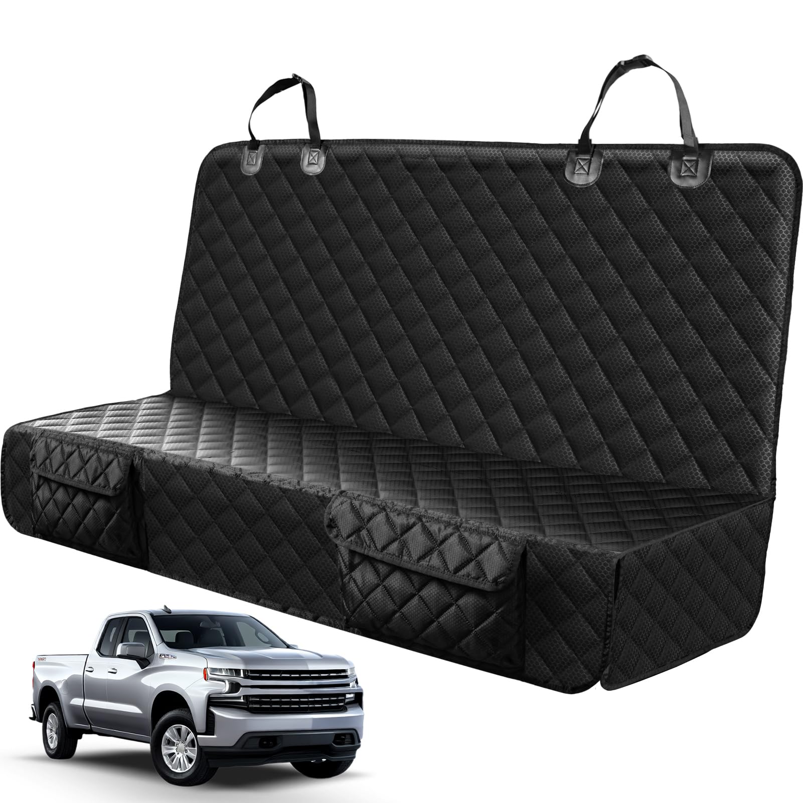 Peticon Dog Car Seat Covers For Ford F150/Ram1500/Nissan Frontier/Toyota Tacoma/Gmc Canyon/Silverado, Waterproof Pet Back Seat C