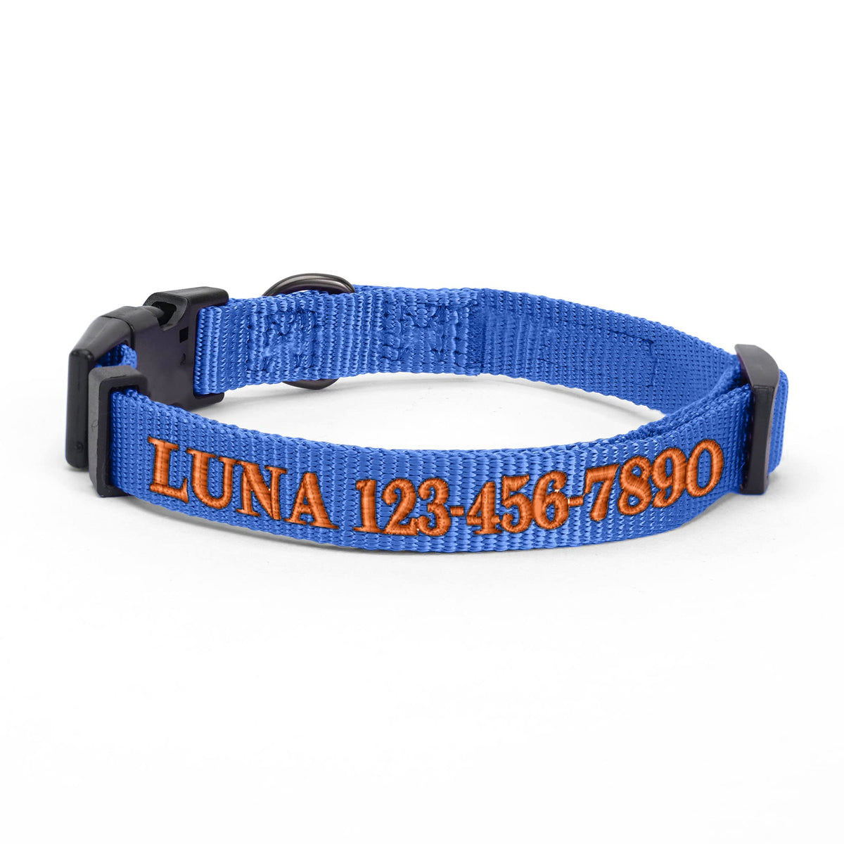 Pawtitas Personalized Customizable Dog Collar Puppy Collar Embroidered Customize W Pet Name & Phone Number Collars M Size Medium Blue Custom Engraved Names