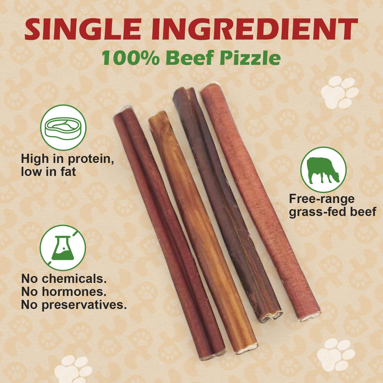 PETPURO Bully Sticks for Dogs 6 inch, 25 Pieces Grass Fed Beef Dog Chews, Bully Sticks for Small and Medium Breeds, Lower Odor L