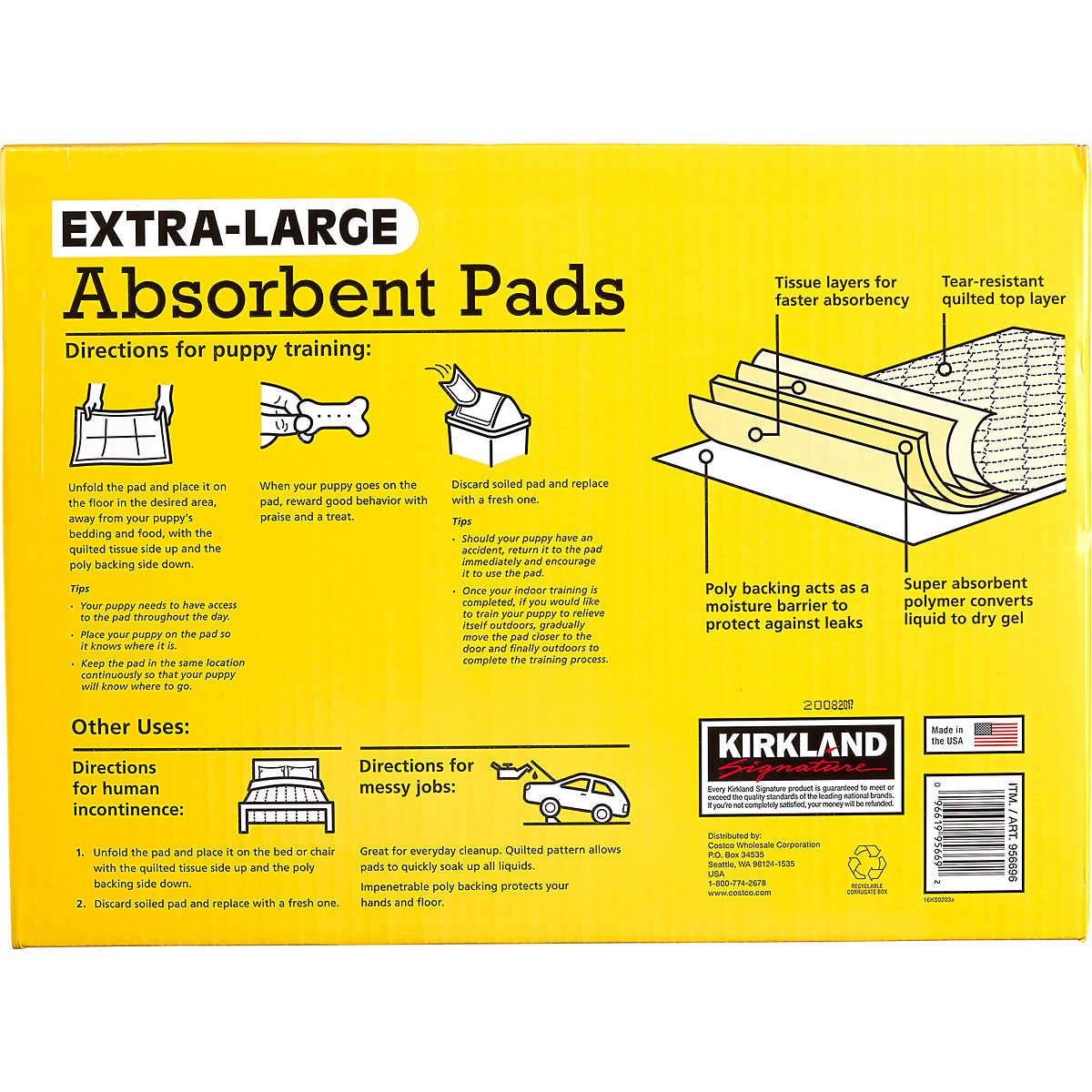 Unbrandedx Kirkland Signature Extra-Large Absorbent Pads, 30 In L X 23 In W, 100-Count