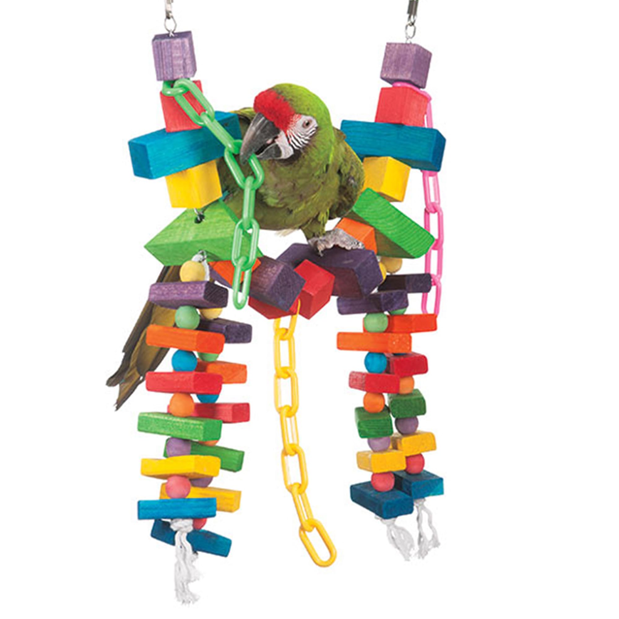Super Bird Creations - Rainbow Bridge Bird Toy - Durable & Entertaining Bird Playground For Amazons African Greys Eclectus Cockatoos Macaws - Colorful Bird Toy For Large & Extra-Large Birds 29' X 13'