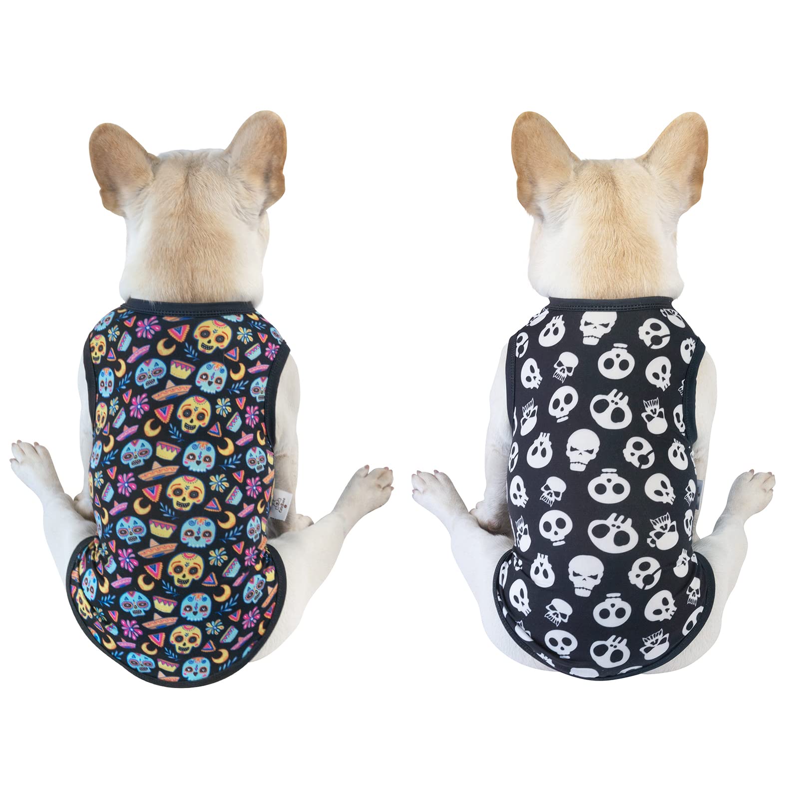 Cutebone Skulls Dog Shirts 2-Pack Soft Pet Clothes Breathable Summer Vest For Small Puppy And Stretchy Cat Apparel 2Bx07S