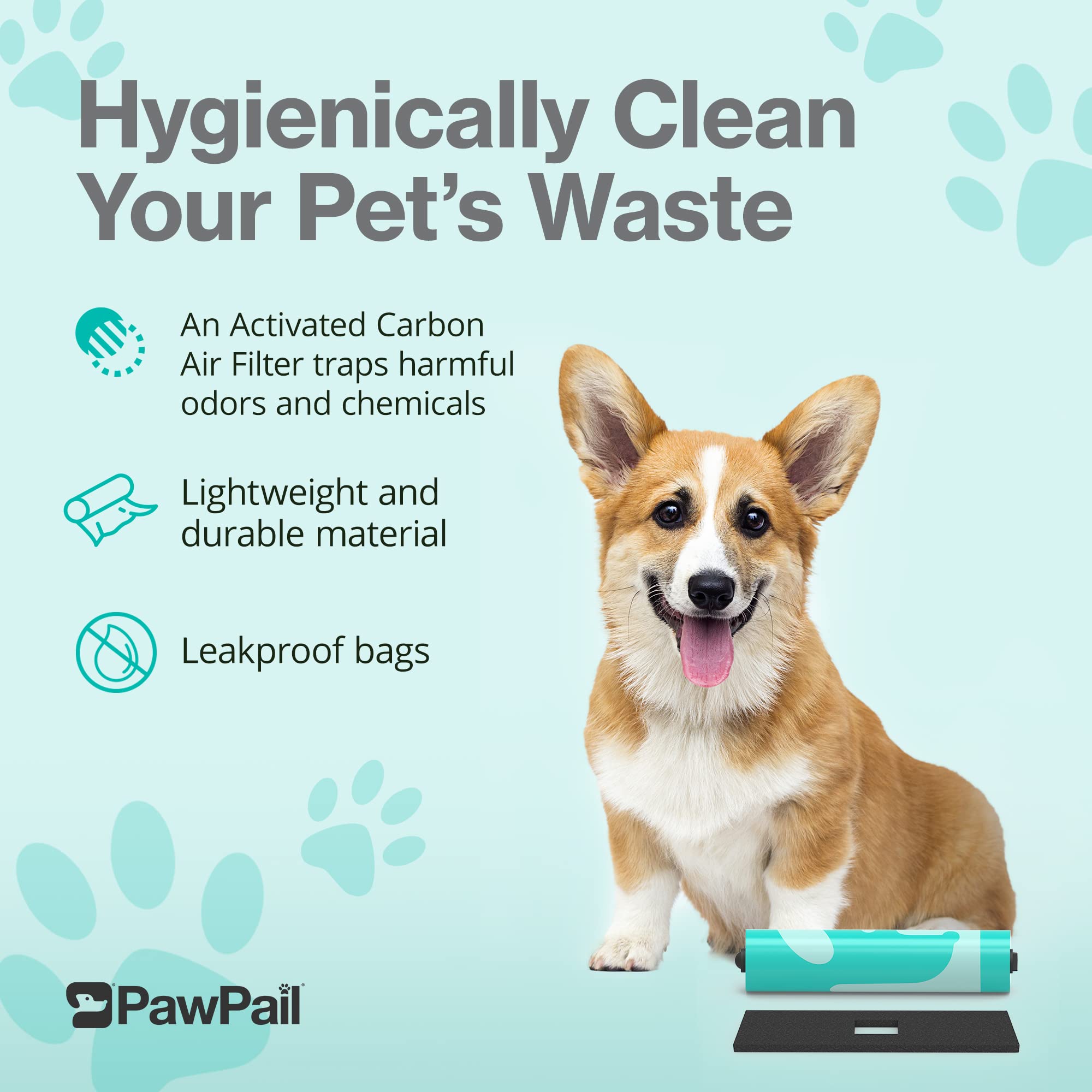 PawPail Dog Poop Bags and Air Filter Duo, Leakproof & Durable Poop Bags for Trash Can, with 1 Activated Carbon Filter - Pooper S