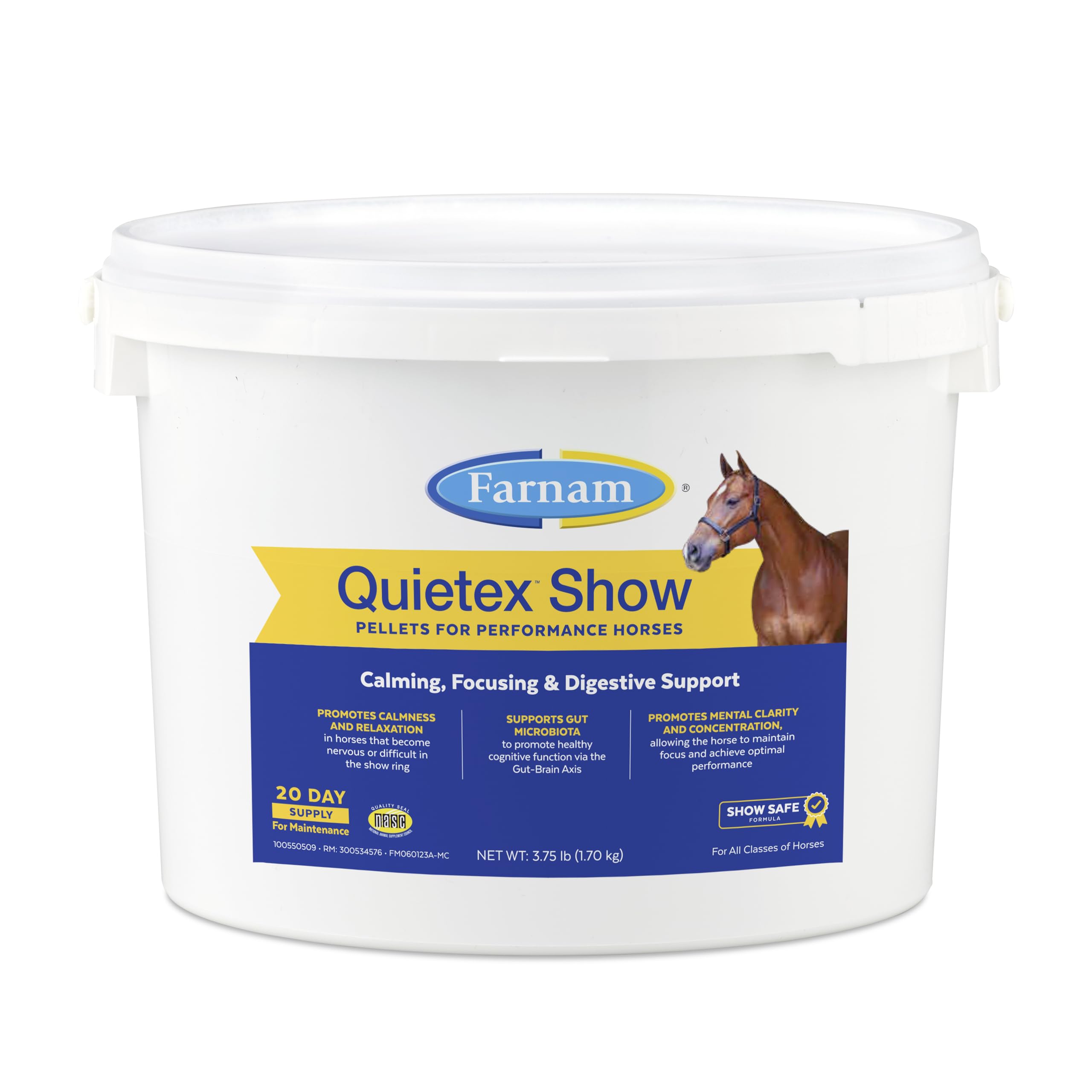 Farnam Quietex Show Pellets, Helps Keep Horses Calm & Relaxed That Become Nervous in The Show Ring 3.75 lbs.