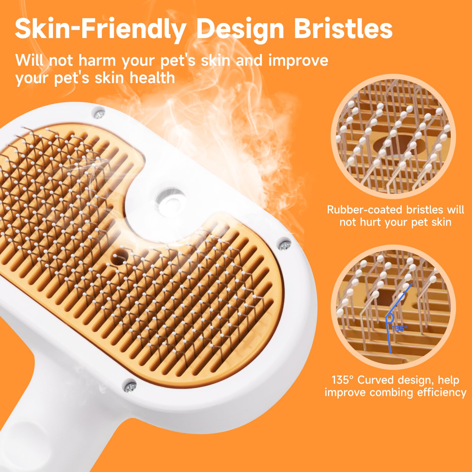 VVWVVW Pet Steam Brush for Dog & Cat - 3-in-1 Spray Hair Removal Comb - Steam for Shedding & Grooming - Water Brush for Long & S