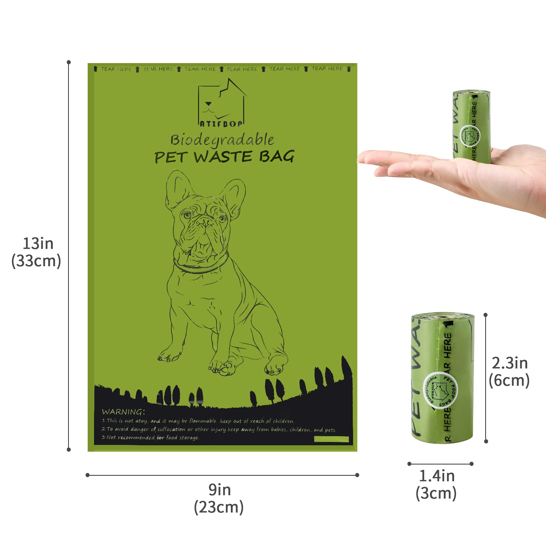 Atifbop Biodegradable Dog Poop Bags 360 Count Scented, Leak Proof And Extra Thick Waste Bag Refill